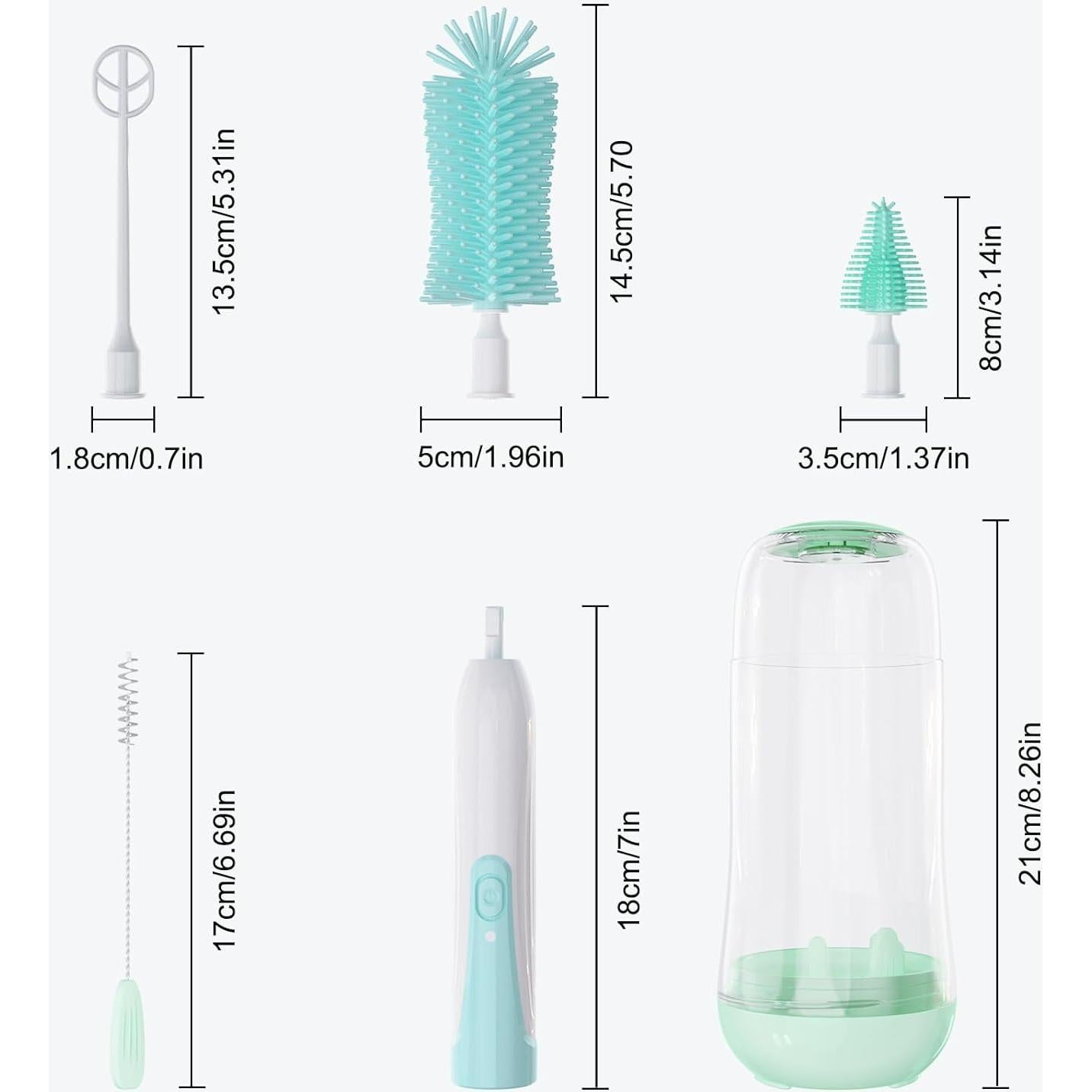 Juego de Cepillos Eléctricos VSTM 6 en 1 para Biberones Verde