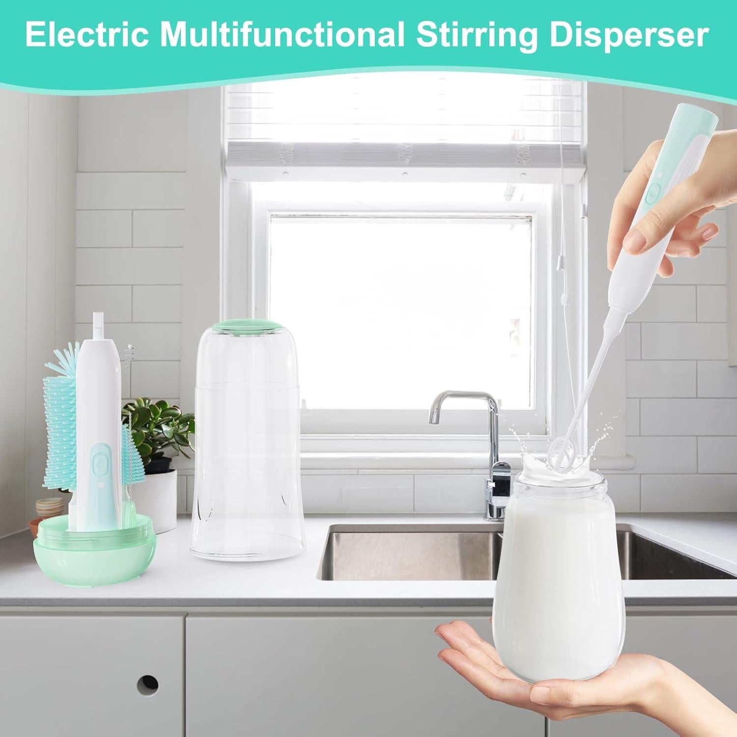 Juego de Cepillos Eléctricos VSTM 6 en 1 para Biberones Verde