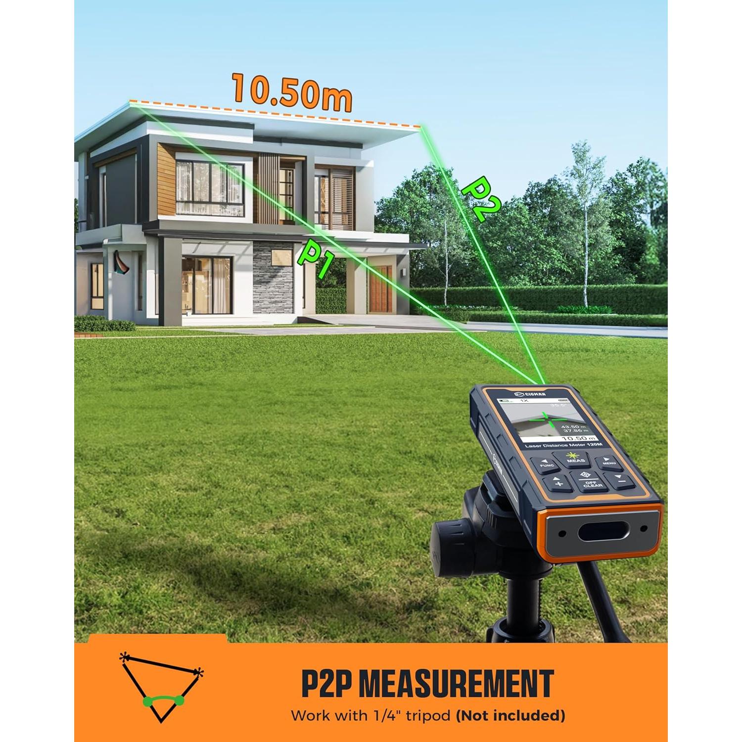 Medidor Láser CIGMAN CD-120G 119m Verde IP68 Recargable