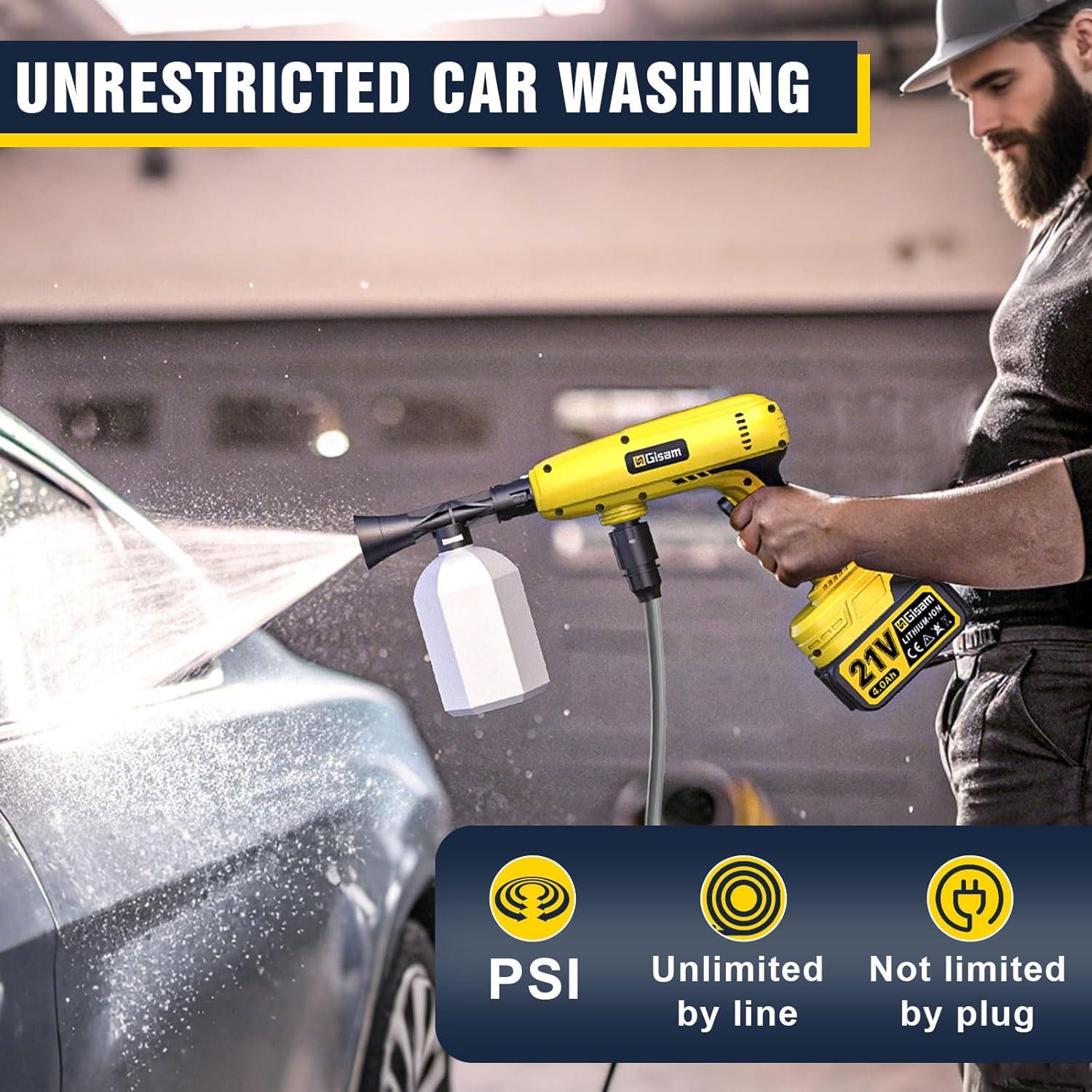 Lavadora a Presión Inalámbrica GISAM 1250 PSI con 2 Baterías