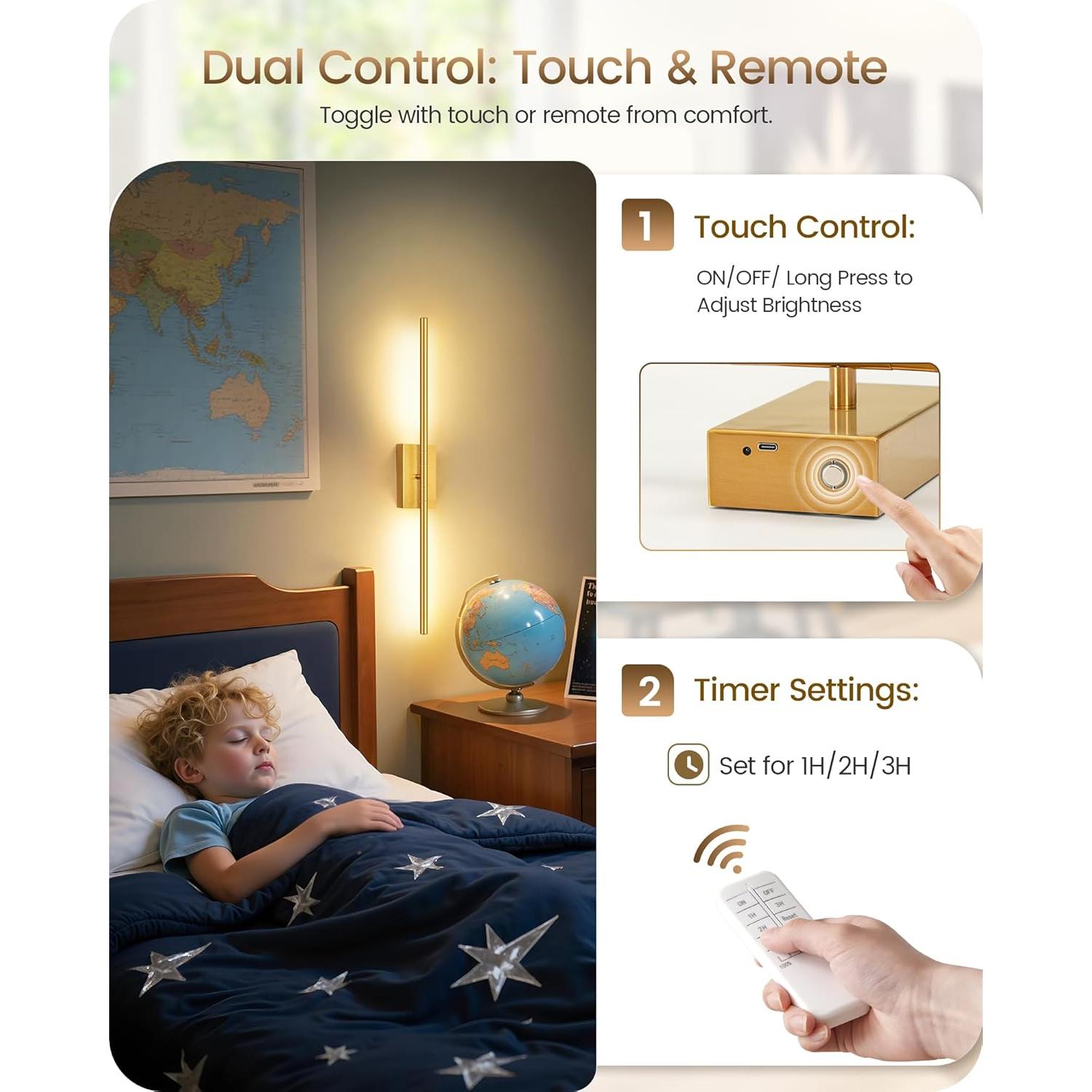 Apliques de Pared Inalámbricos GOEBLESON 70.1 cm Set de 2