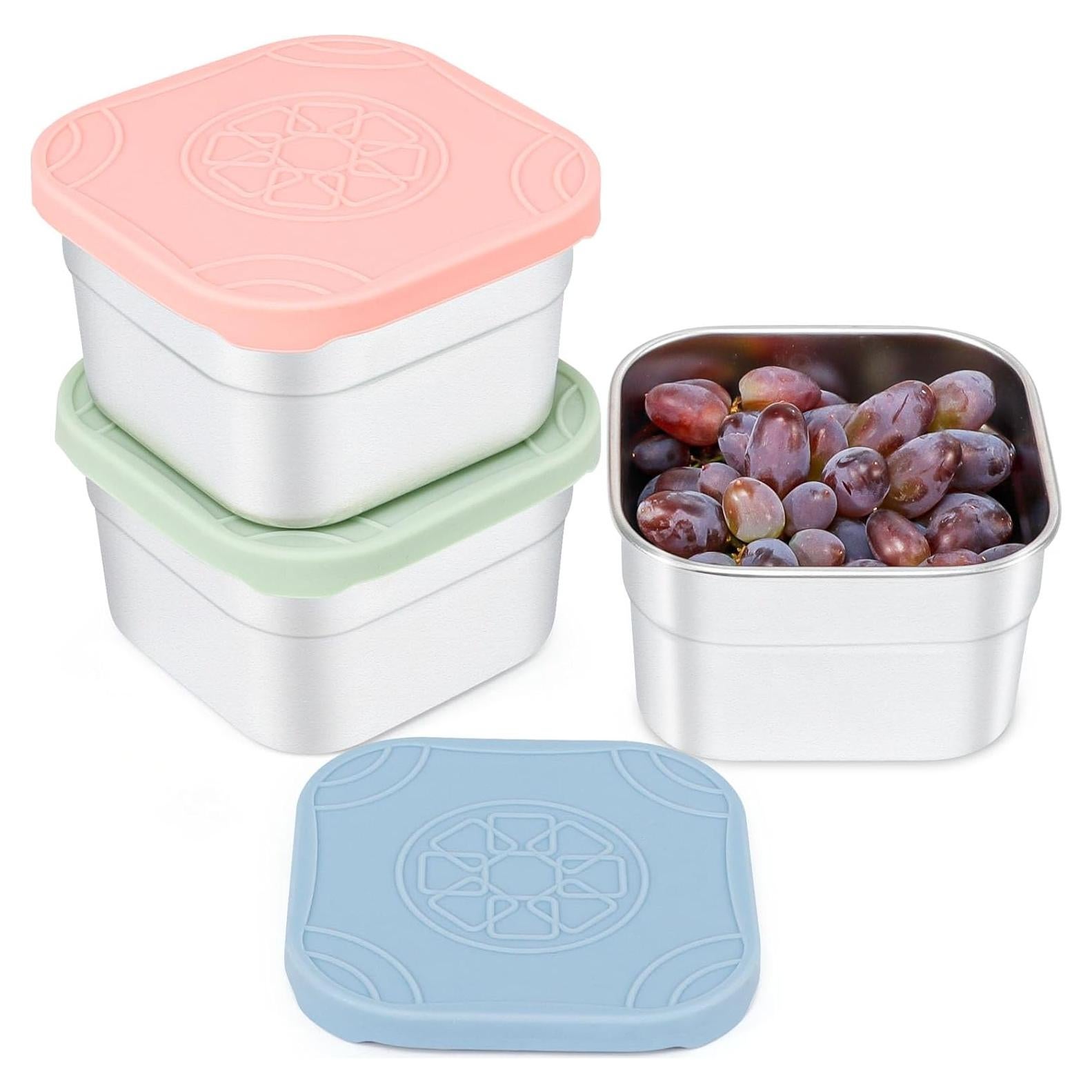 Caperci 3 Contenedores Acero Inoxidable 240ml con Tapas Silicona