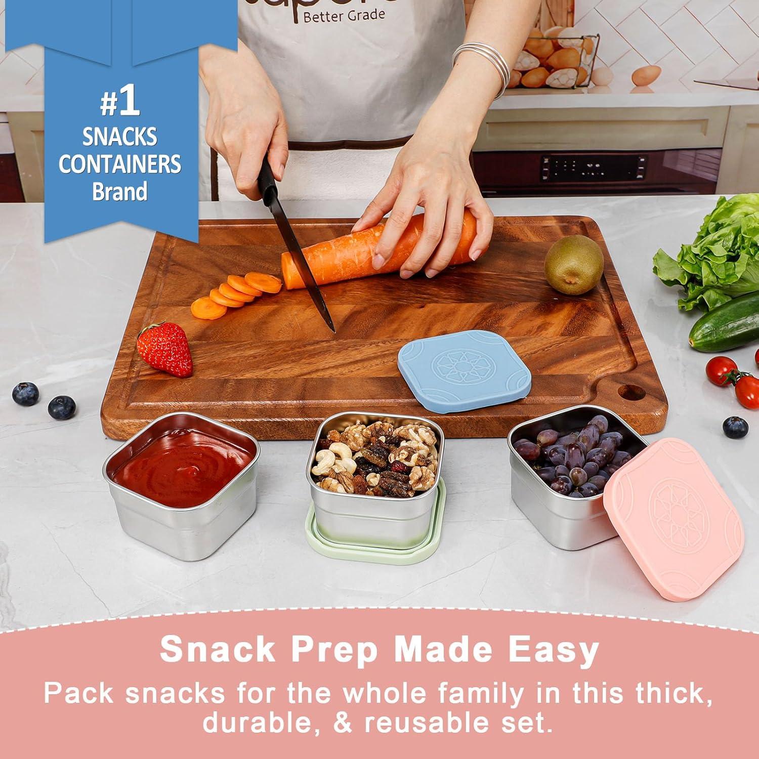 Caperci 3 Contenedores Acero Inoxidable 240ml con Tapas Silicona