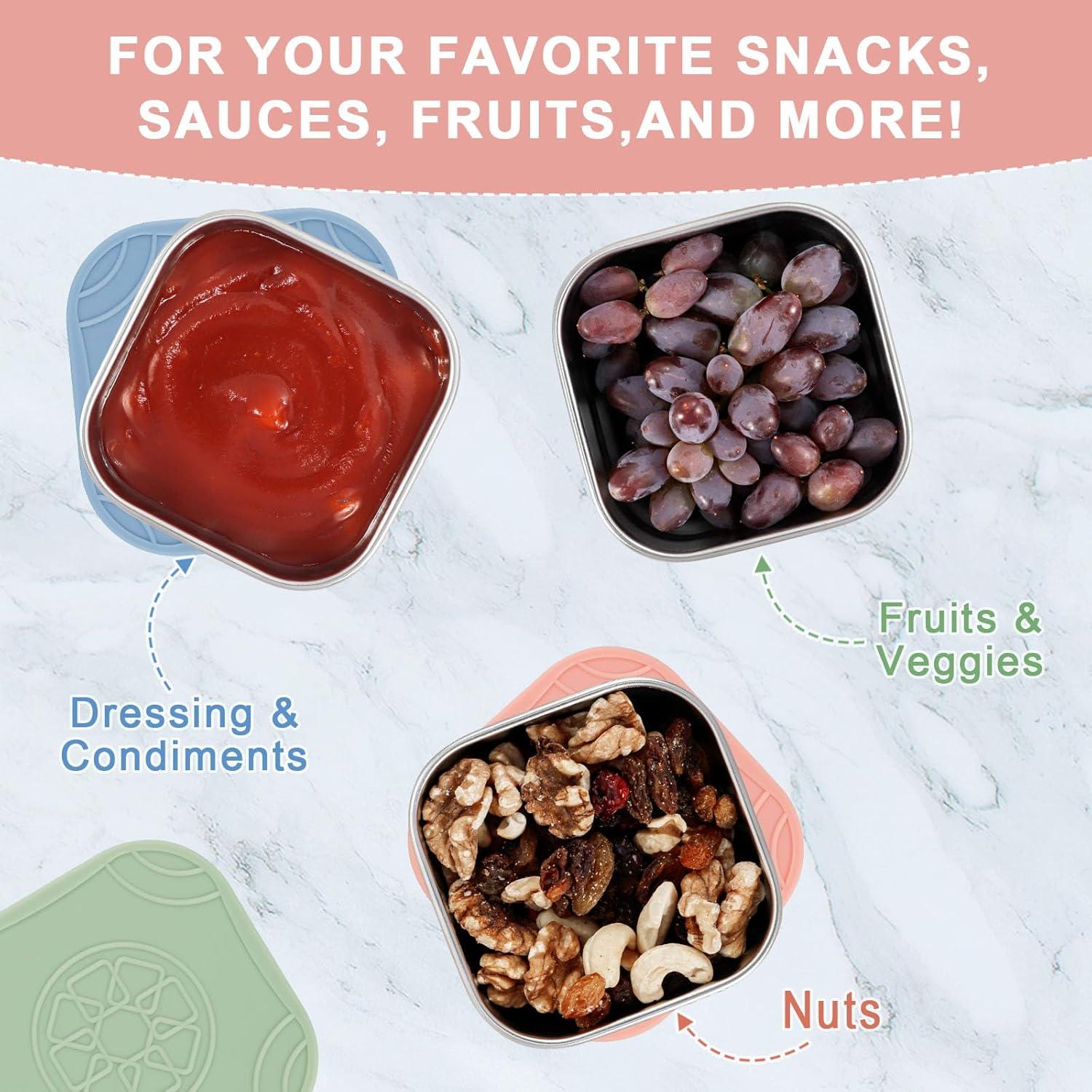 Caperci 3 Contenedores Acero Inoxidable 240ml con Tapas Silicona