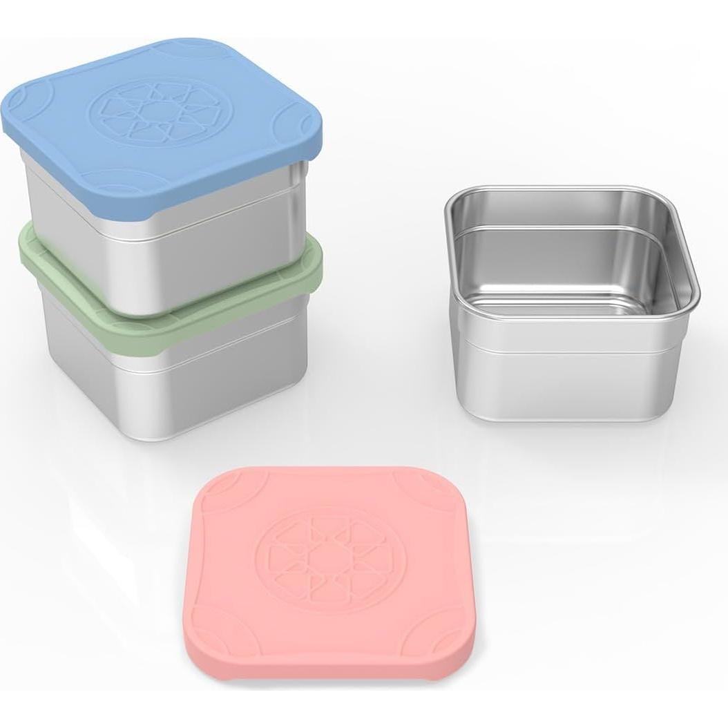 Caperci 3 Contenedores Acero Inoxidable 240ml con Tapas Silicona