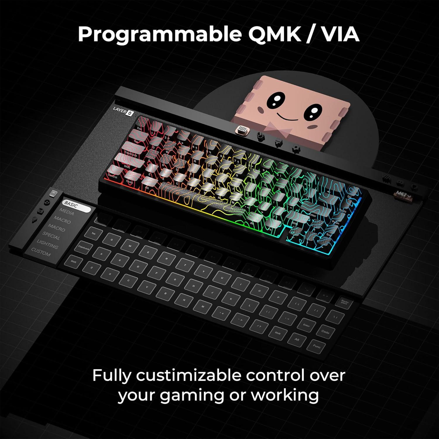 Teclado Inalámbrico HITIME M67 60% RGB QMK/VIA Negro