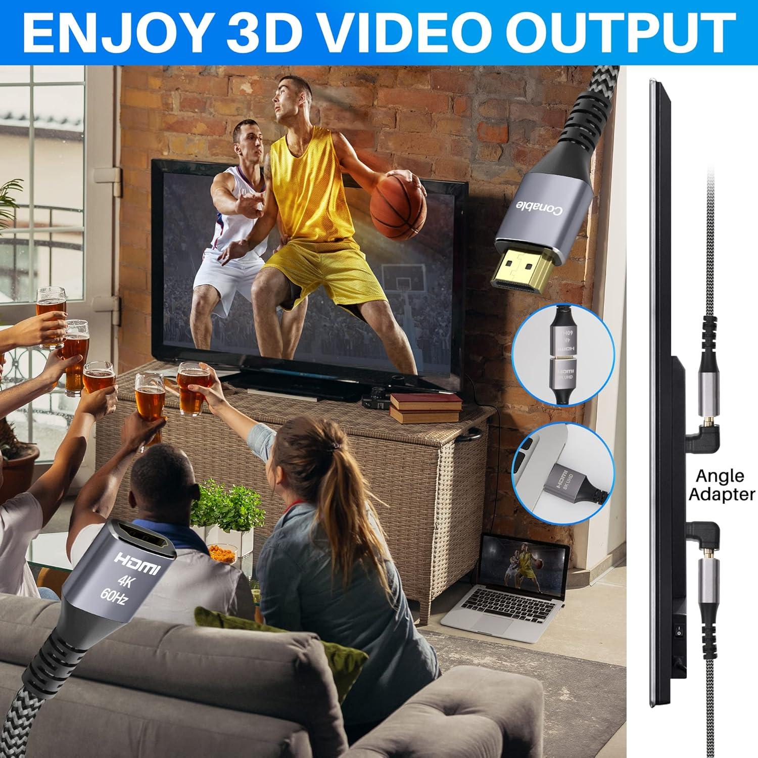 Cable de Extensión HDMI 4K Conable 0.6 pies - 2 Paquetes