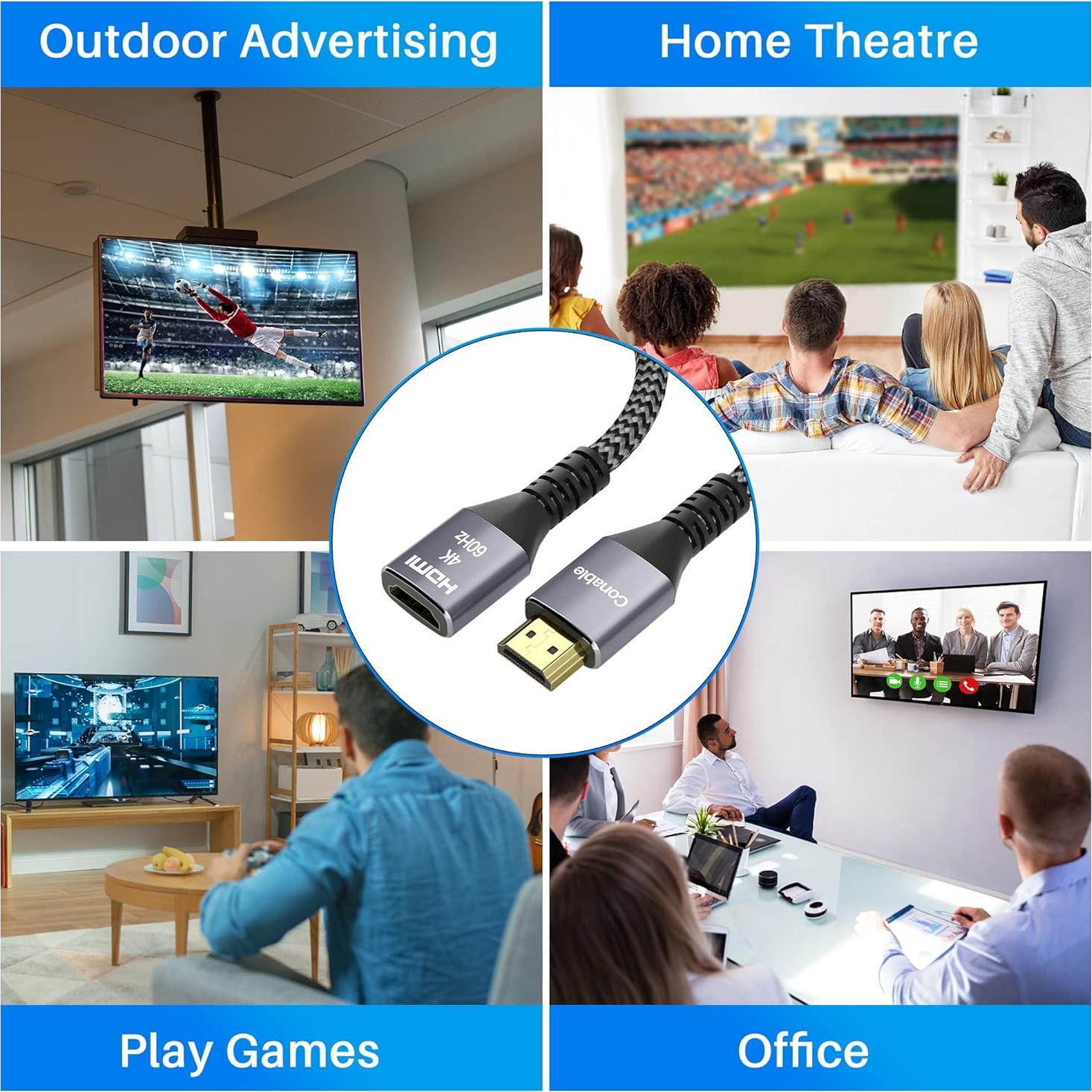 Cable de Extensión HDMI 4K Conable 0.6 pies - 2 Paquetes