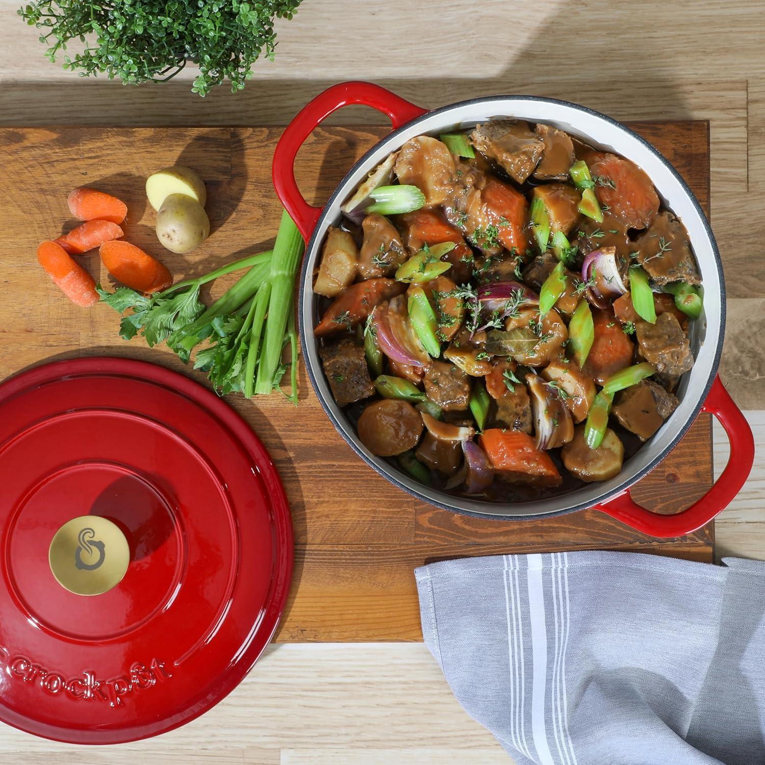 Olla Holandesa Crock-Pot Artesano 6 Cuartos Hierro Fundido Rojo