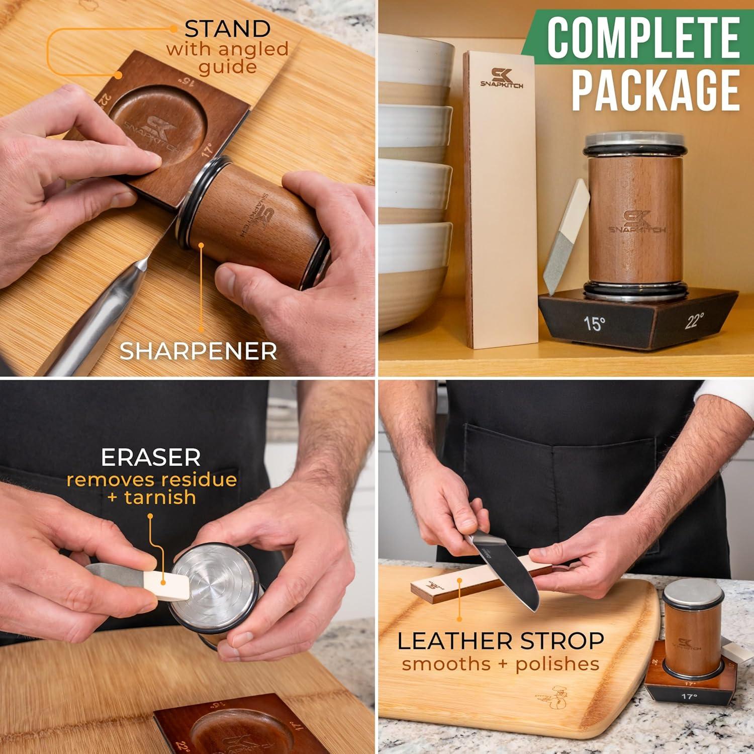 Kit Afilador de Cuchillos Rodante SNAPKITCH - Discos Diamante y Acero