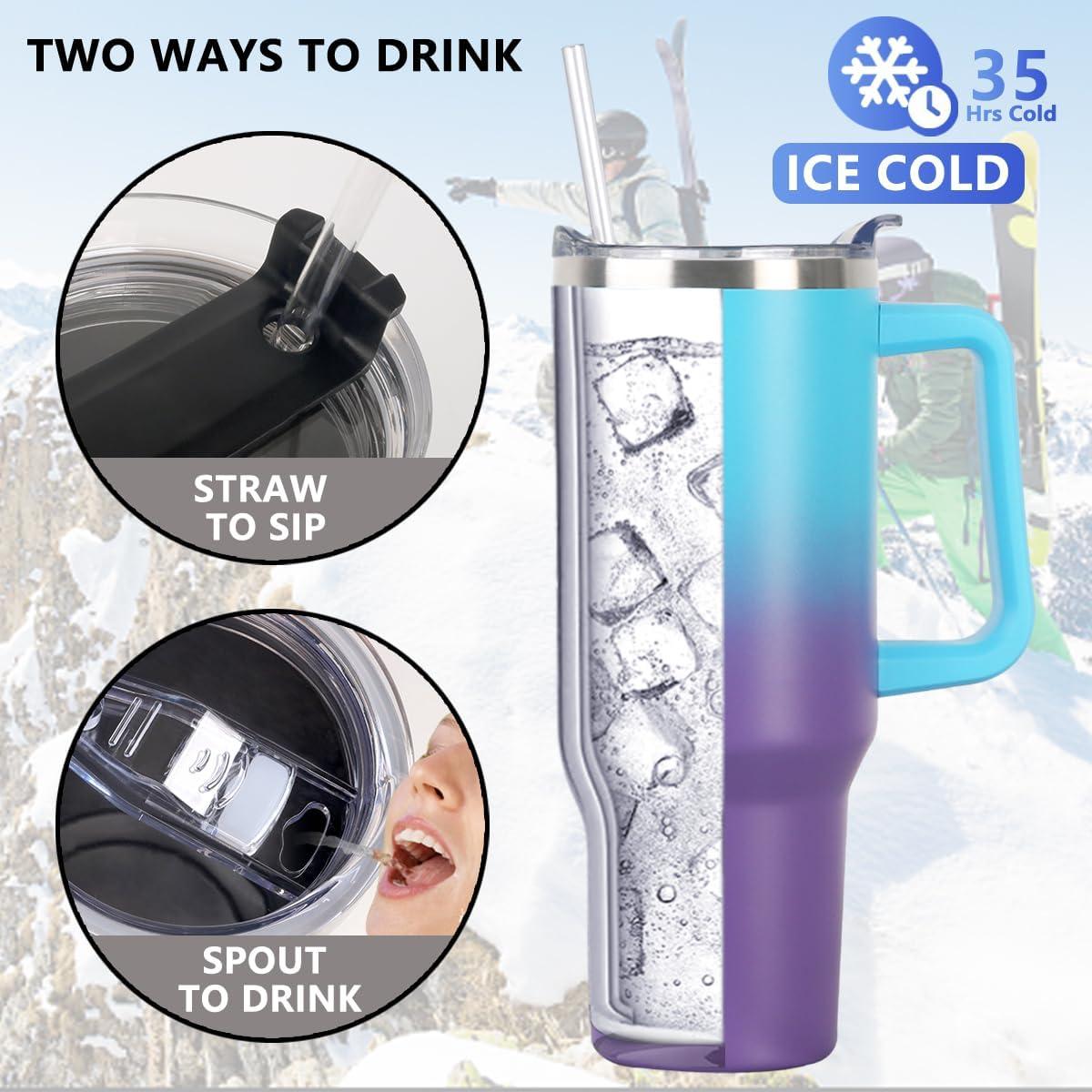 Taza de 1.18 L SYACOT Acero Inoxidable Aislada con Asa y Popote