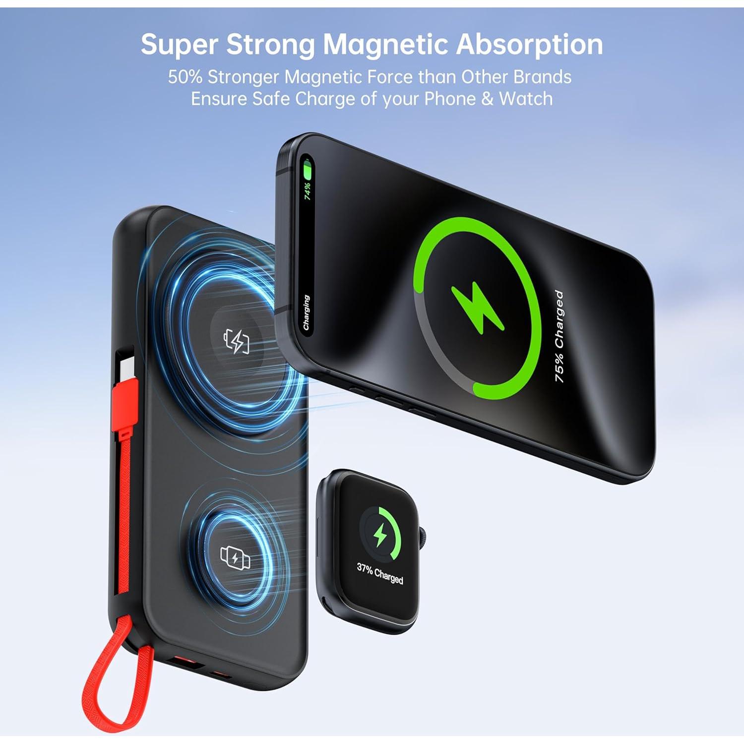 Cargador Portátil 10000mAh MagSafe VINTELEIN 5 en 1 Negro