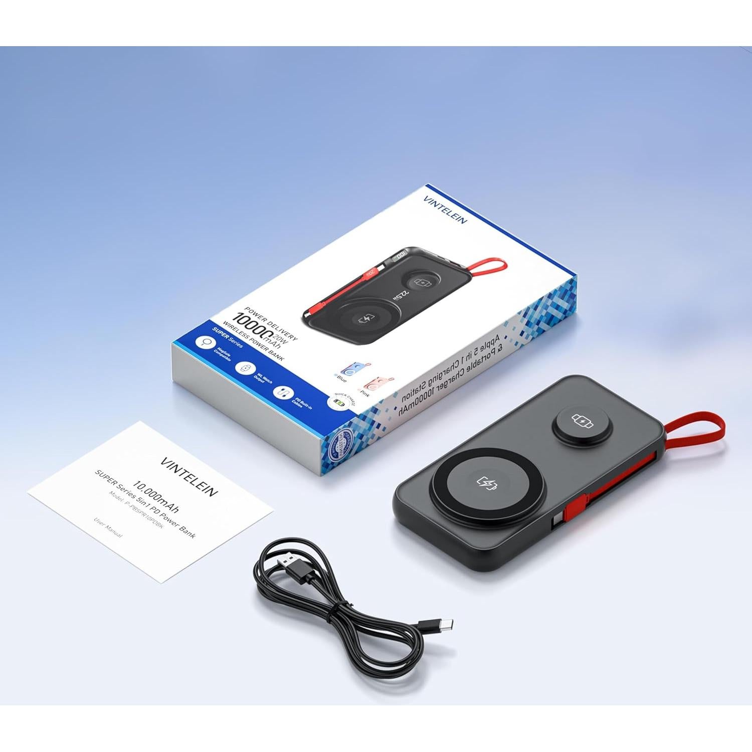 Cargador Portátil 10000mAh MagSafe VINTELEIN 5 en 1 Negro