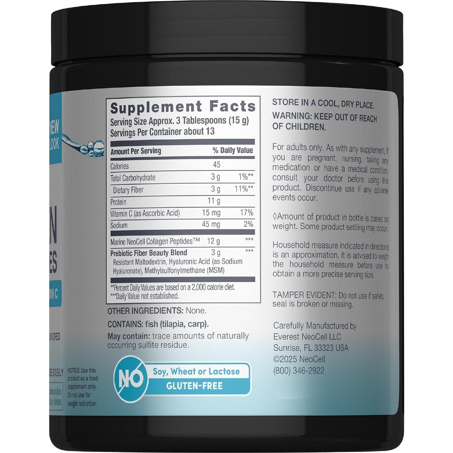 Colágeno Marino NeoCell 198 g con Ácido Hialurónico y Vitamina C