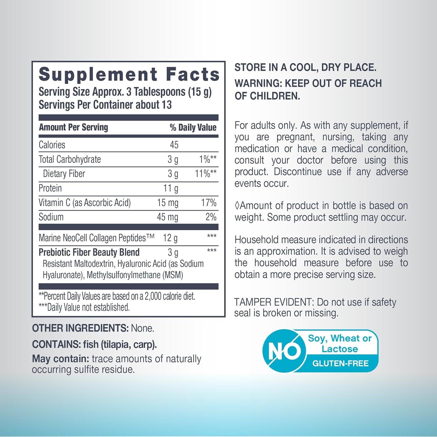 Colágeno Marino NeoCell 198 g con Ácido Hialurónico y Vitamina C