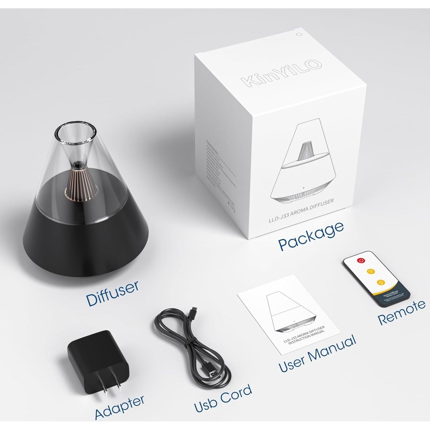 Difusor de Aceite Esencial KinYiLO LLD-J33 Negro 150ml