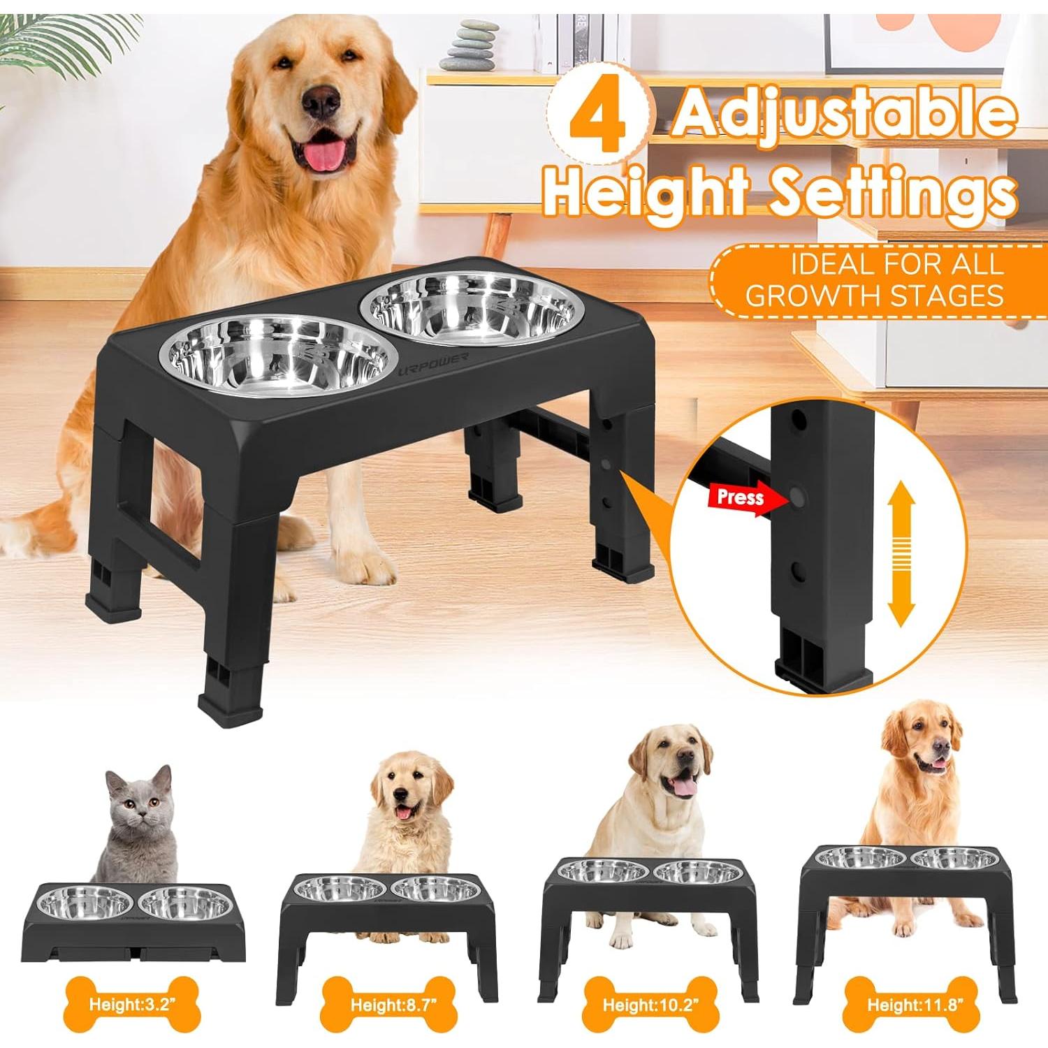 Soporte Elevado para Perros URPOWER 4 Alturas Ajustables