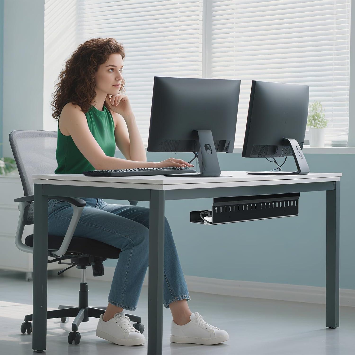 Bandeja de gestión de cables metálica WAYASI negra 44.96x10.92 cm