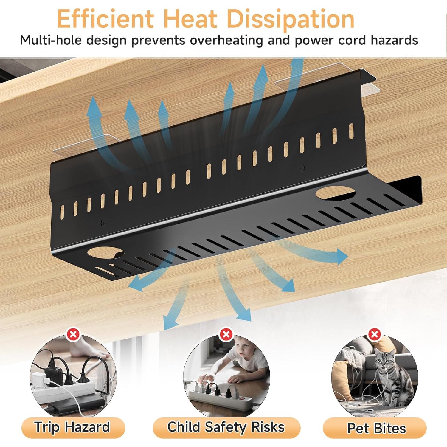 Bandeja de gestión de cables metálica WAYASI negra 44.96x10.92 cm