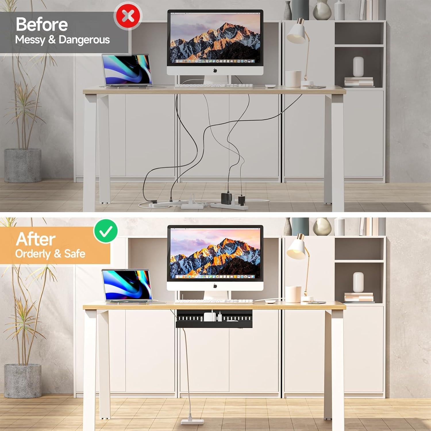 Bandeja de gestión de cables metálica WAYASI negra 44.96x10.92 cm