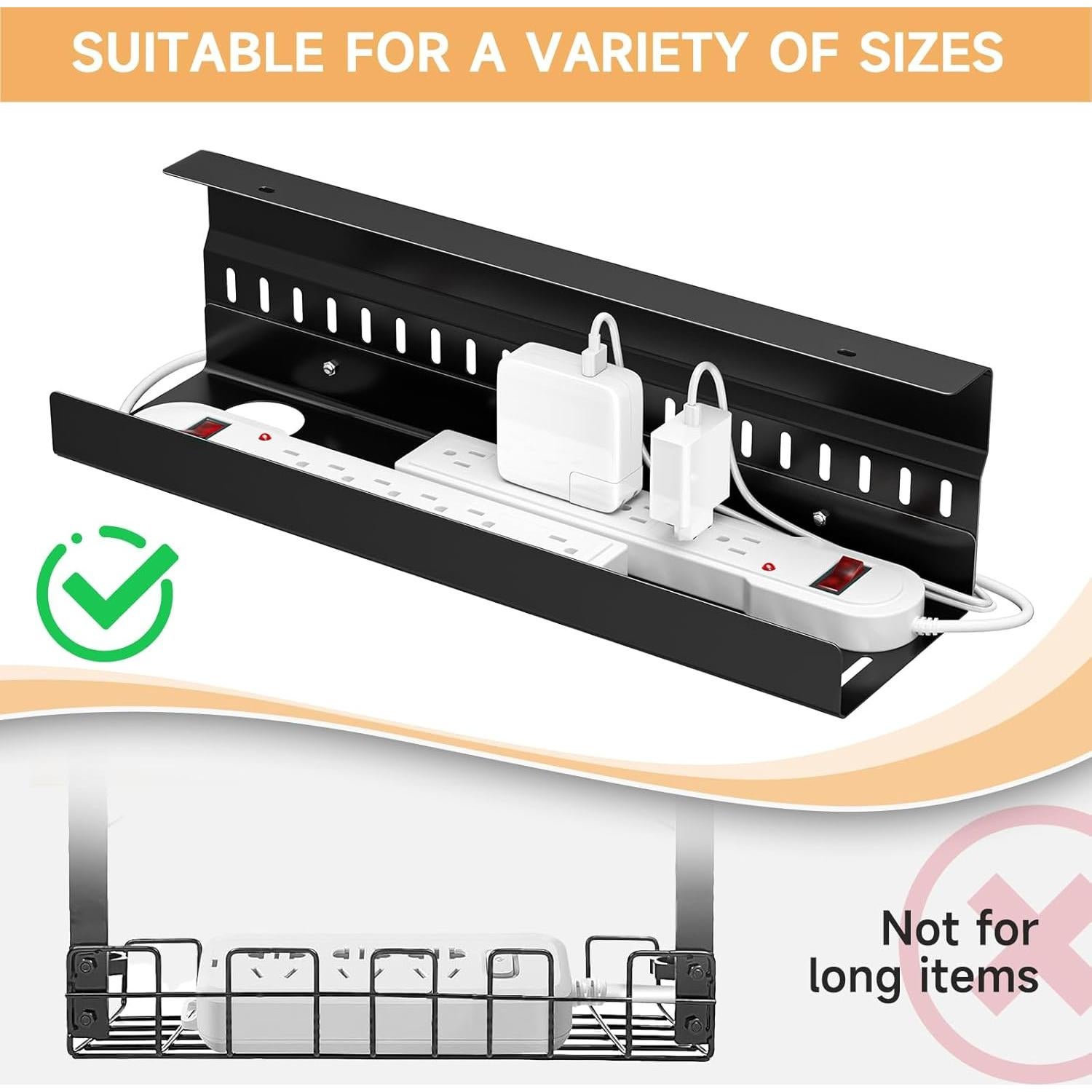 Bandeja de gestión de cables metálica WAYASI negra 44.96x10.92 cm