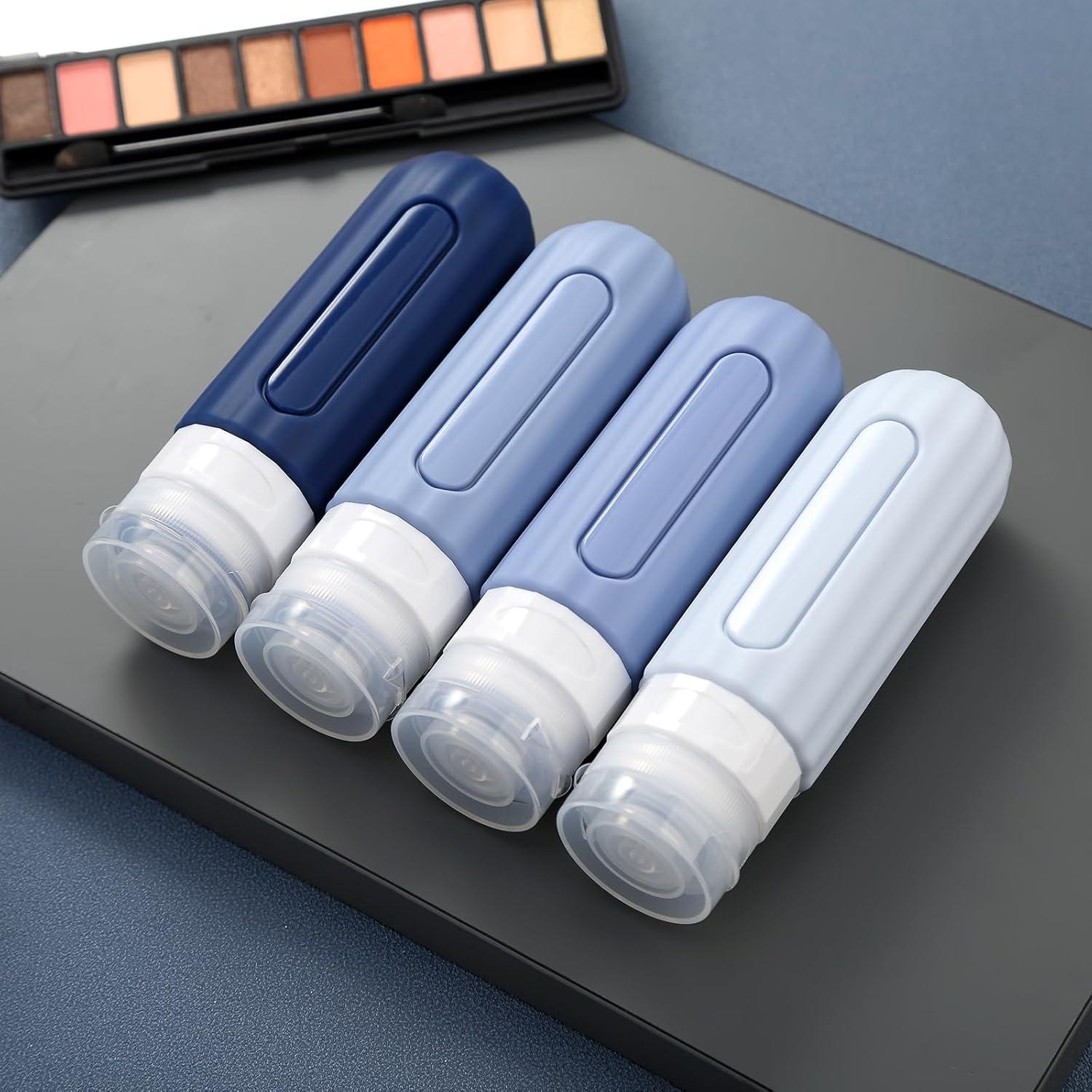 Juego de 16 Botellas de Viaje Silicona A prueba de Fugas Azul