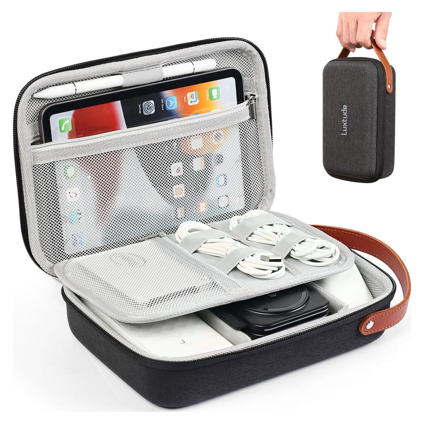 Organizador de Tecnología Luxtude Funda Dura Negra 23.6x17cm