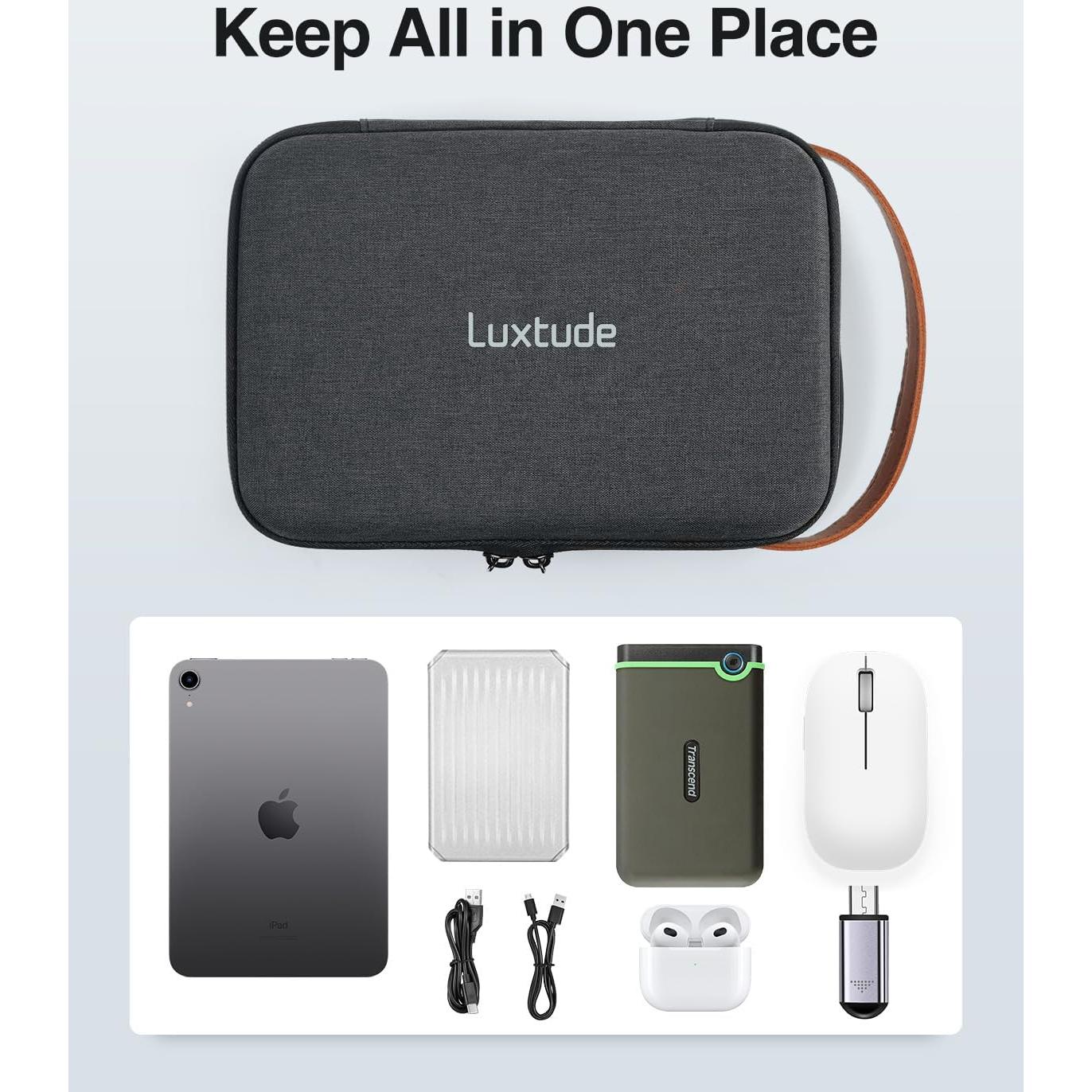 Organizador de Tecnología Luxtude Funda Dura Negra 23.6x17cm