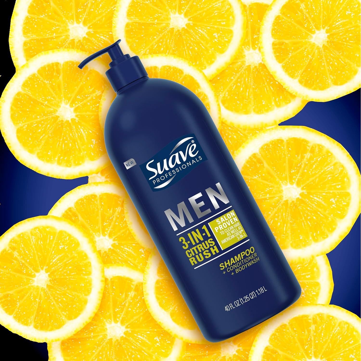 Suave Hombre 3 en 1 Champú Acondicionador Gel Ducha 1.18L Cítricos
