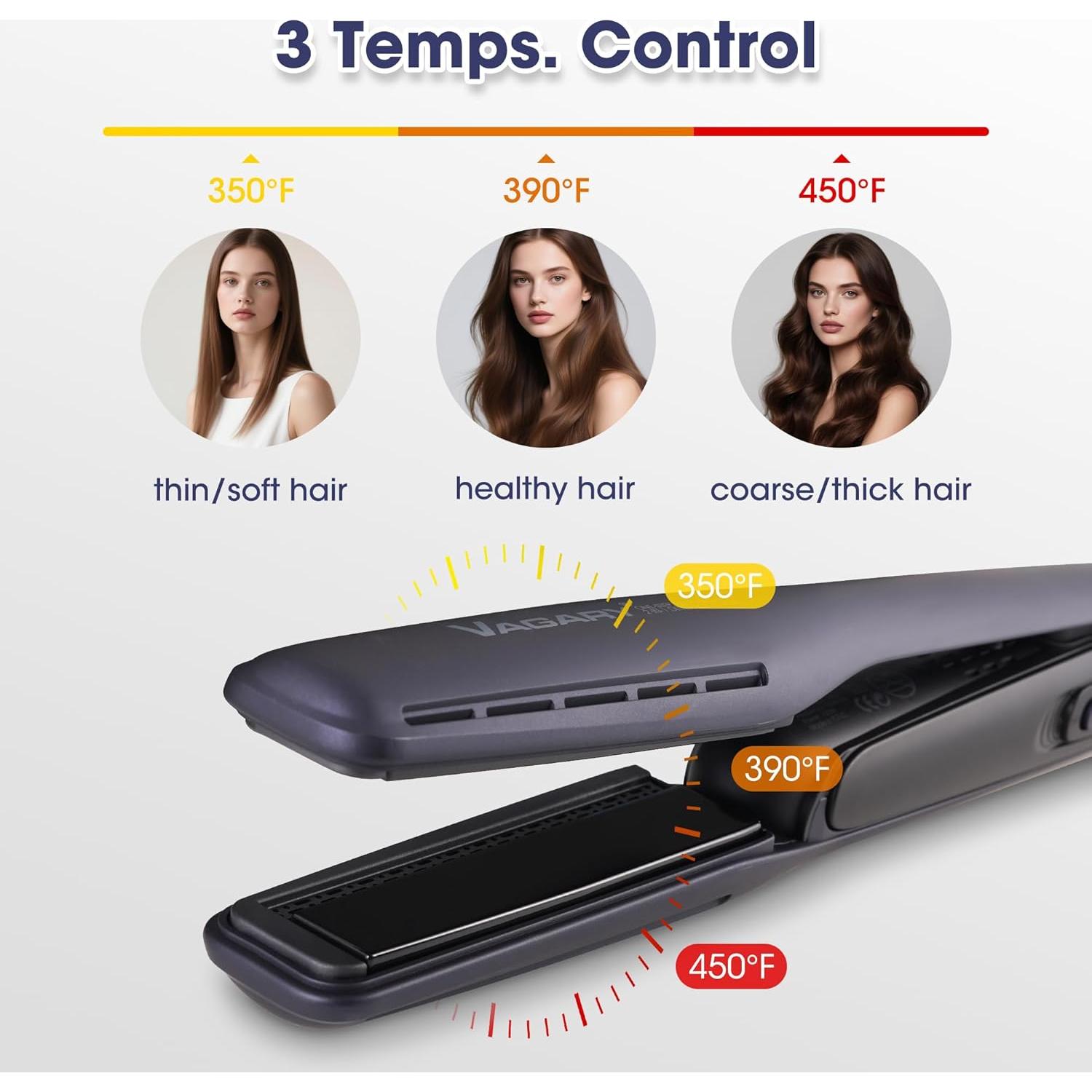 Plancha de Pelo VAGARY 2 en 1 con Aire, 3 Temperaturas