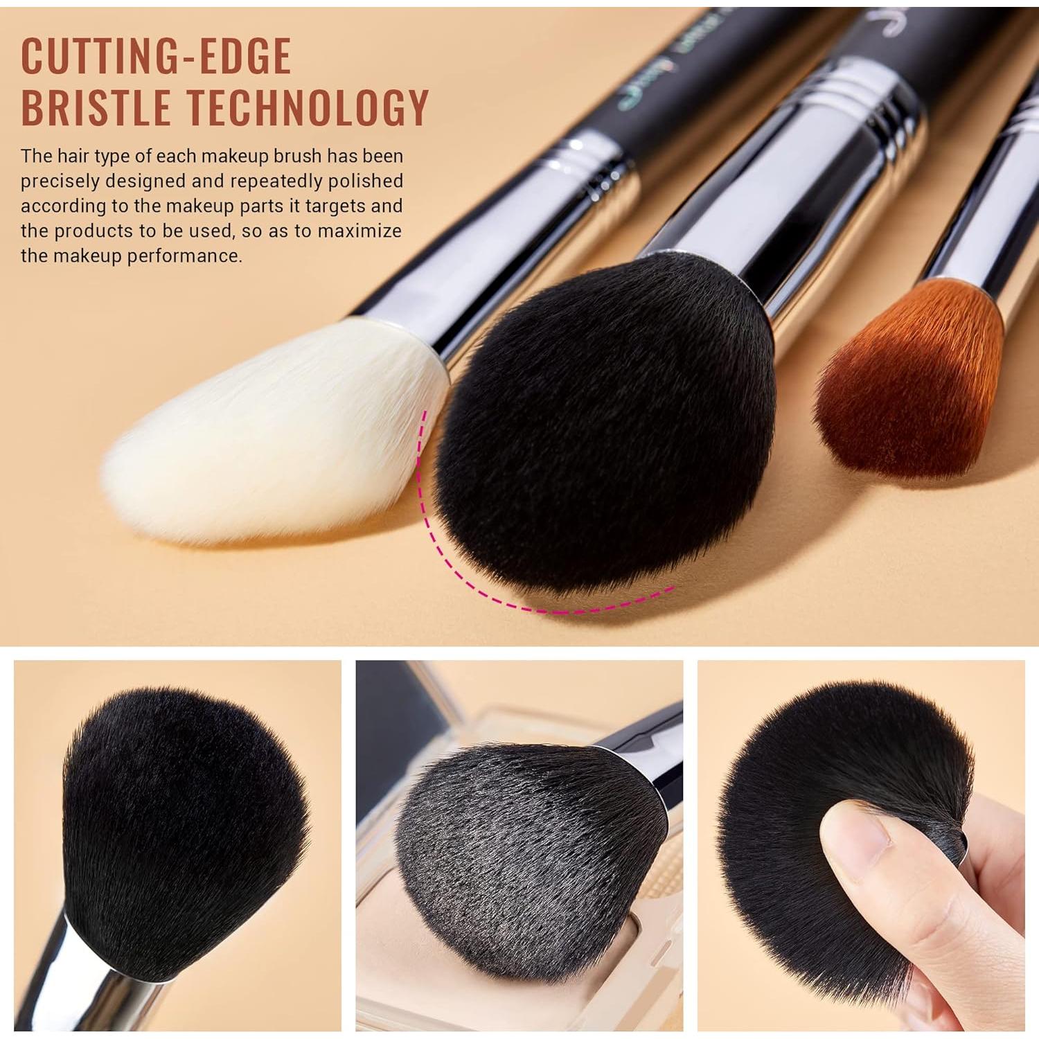 Juego de Brochas de Maquillaje Jessup 27 Piezas Sintéticas Premium