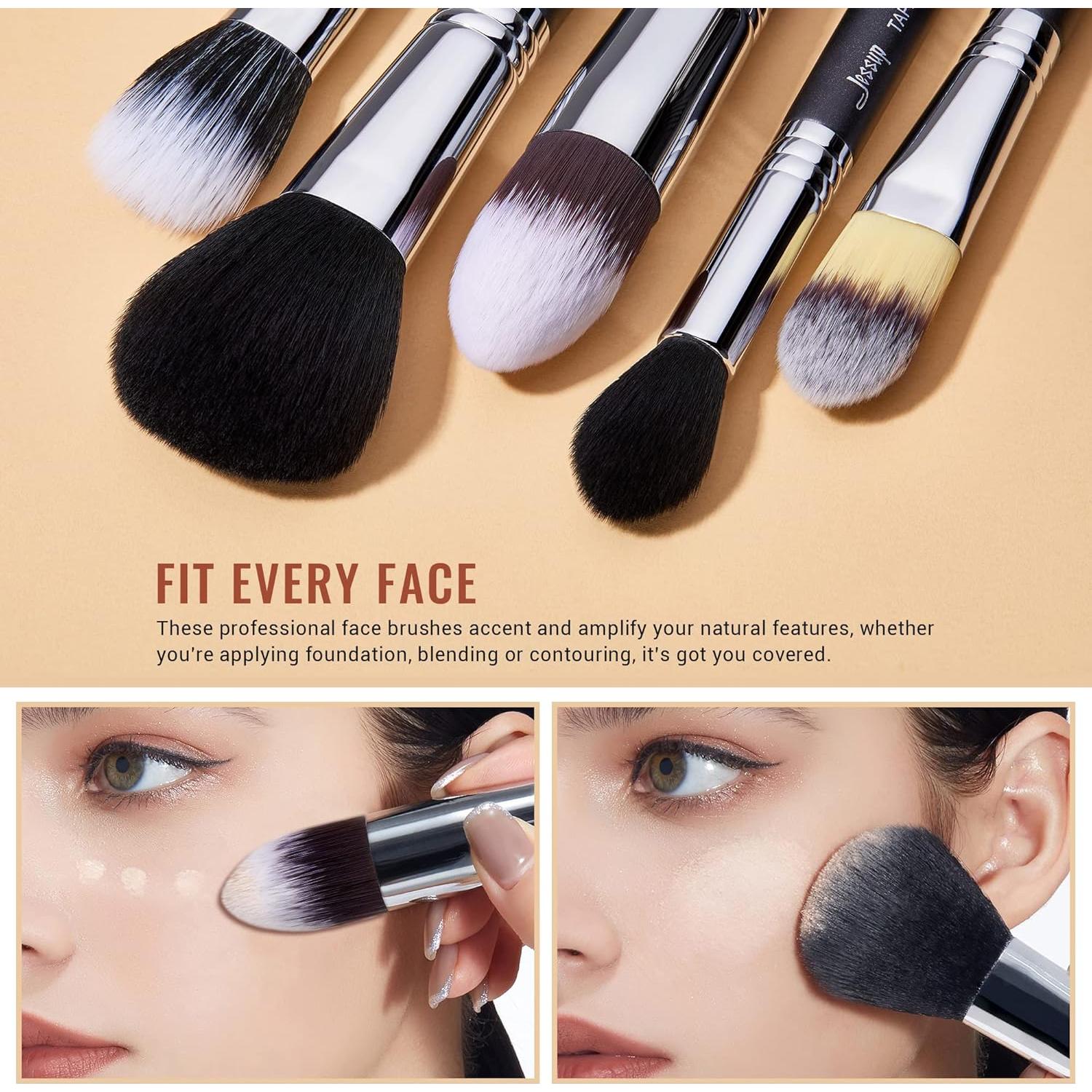 Juego de Brochas de Maquillaje Jessup 27 Piezas Sintéticas Premium