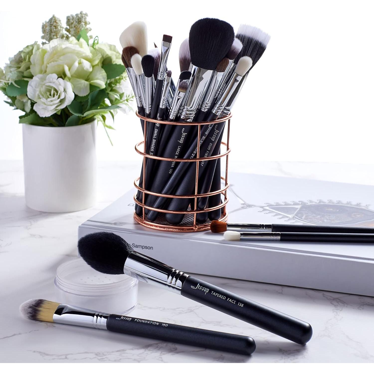 Juego de Brochas de Maquillaje Jessup 27 Piezas Sintéticas Premium