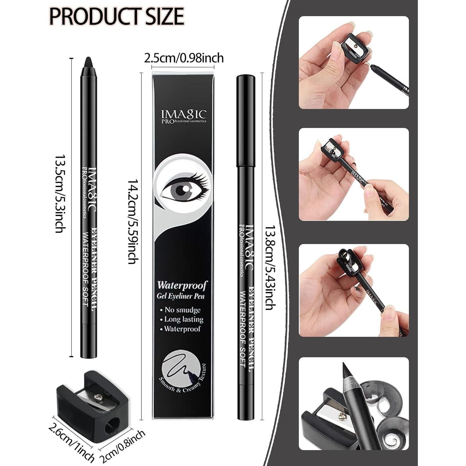 Lápiz Delineador de Ojos Gel Negro Mate LYSdefeu 1 Pcs