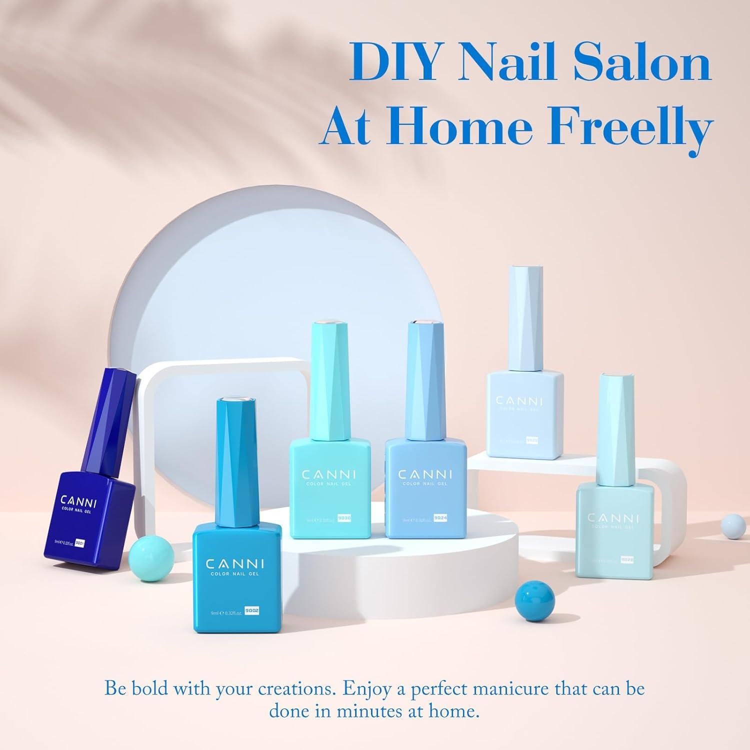 Set de Esmalte de Uñas en Gel CANNI 6 Colores 9ml Azul Acuario