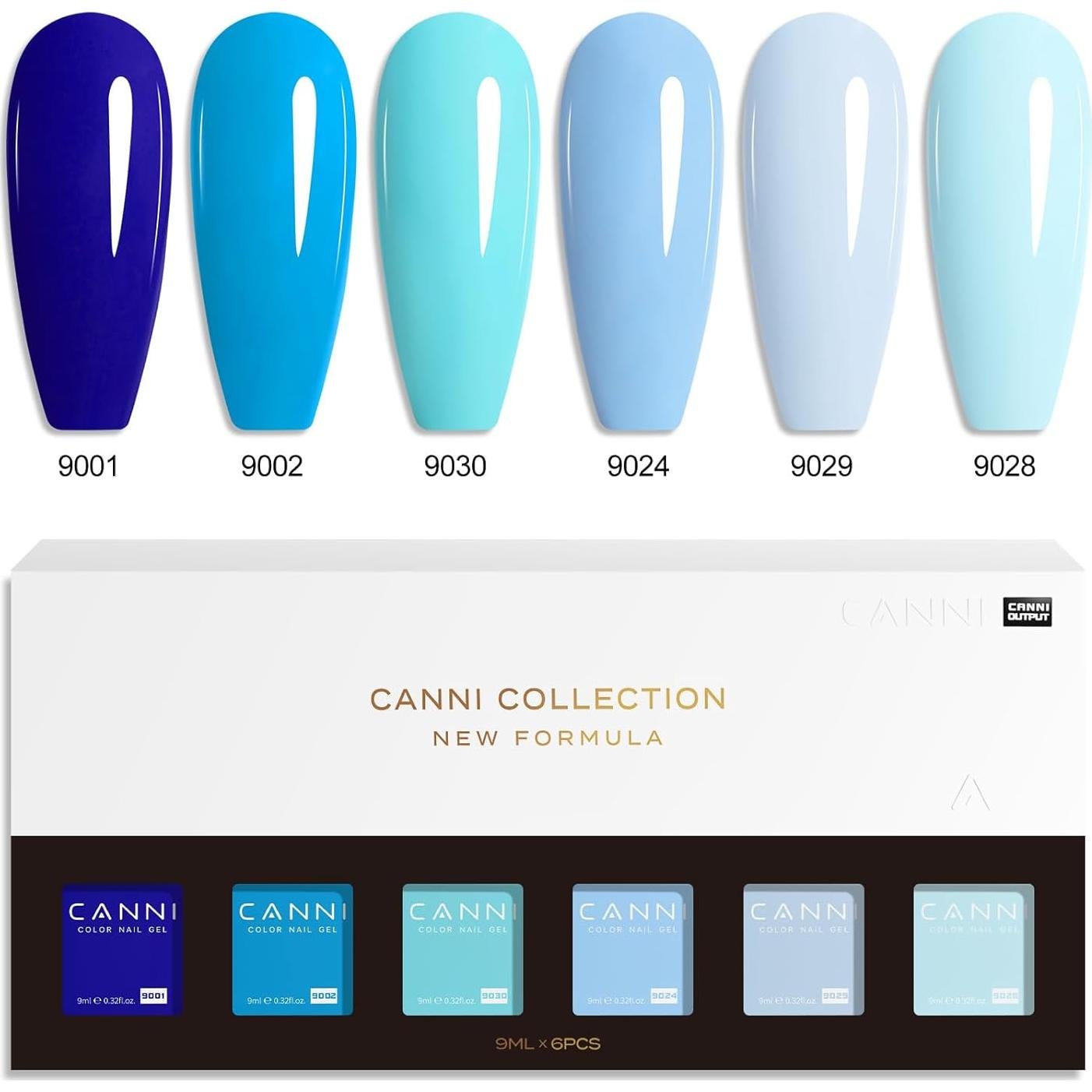 Set de Esmalte de Uñas en Gel CANNI 6 Colores 9ml Azul Acuario