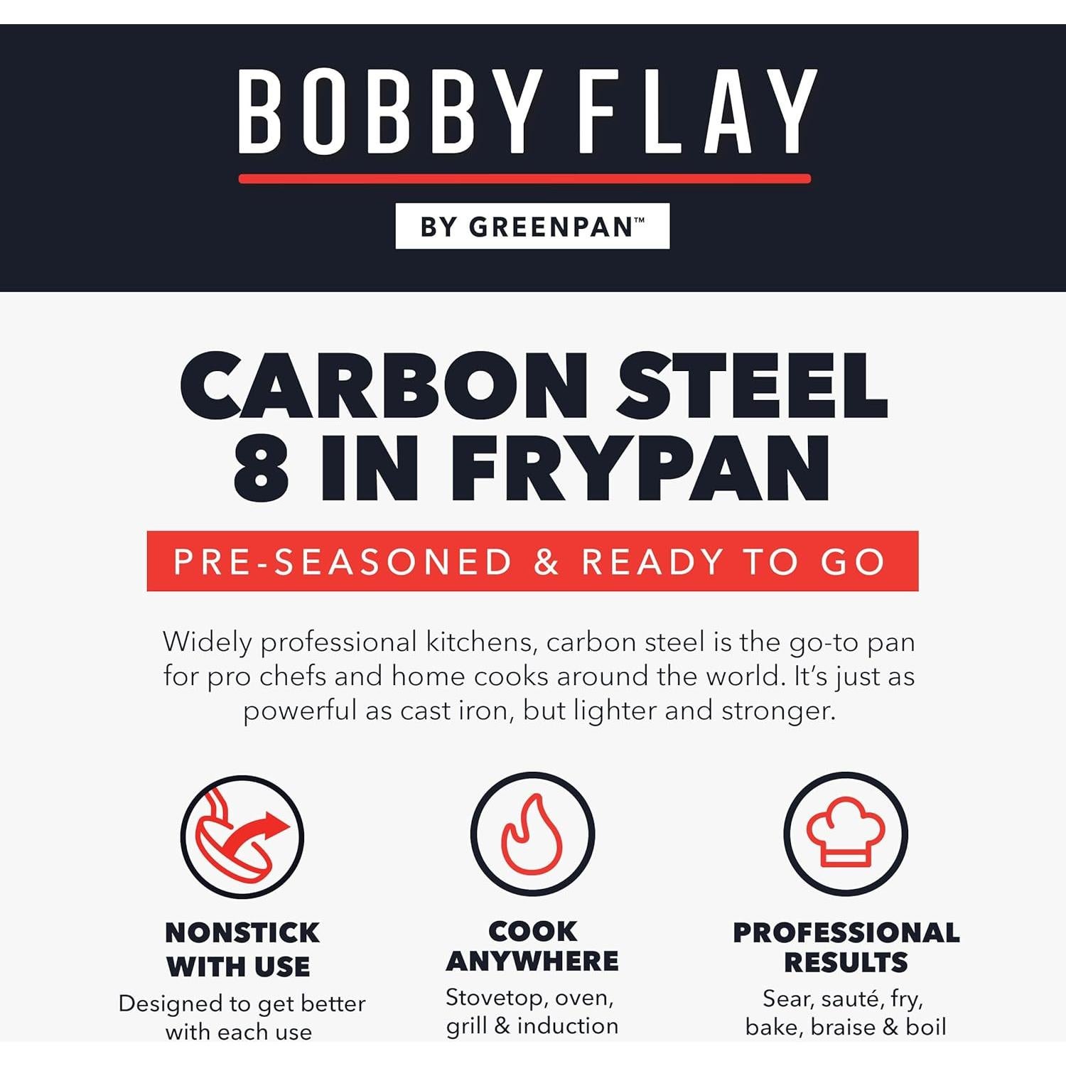 Sartén de Acero al Carbono GreenPan Bobby Flay 20 cm Pre-Sazonada