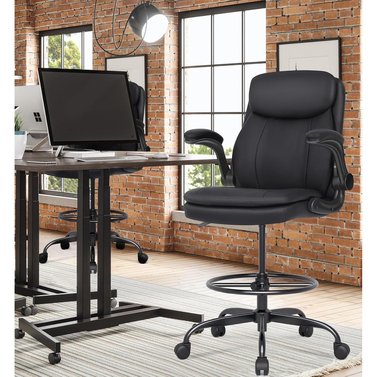 Silla de Dibujo Misolant Alta de Oficina con Reposabrazos Plegables