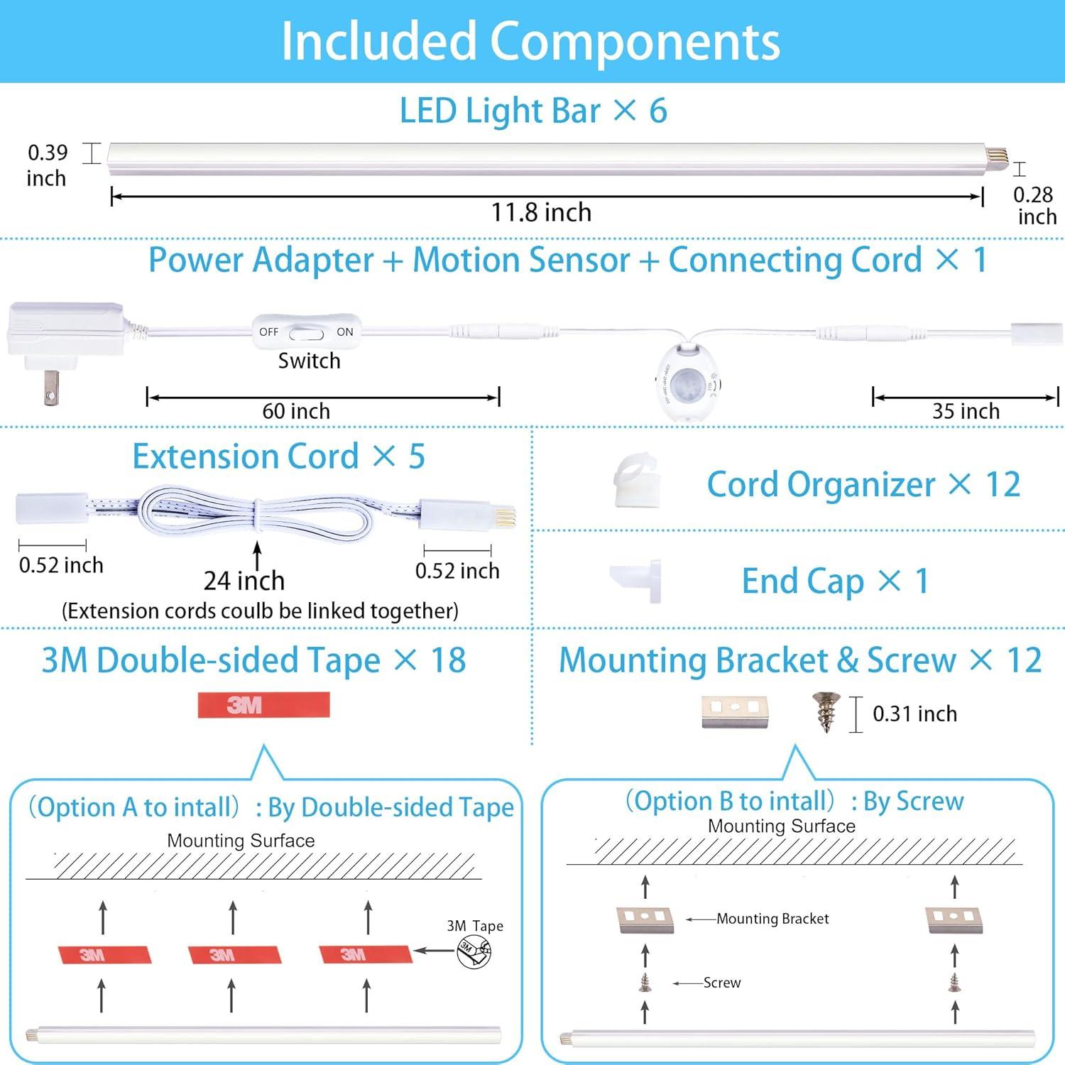 Luces LED de Sensor de Movimiento DONGGUAN 30 cm, 6 Piezas