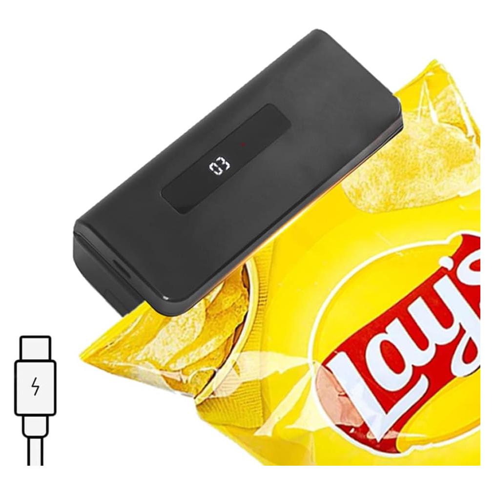 Mini Sello de Calor OMGOD para Bolsas de Alimentos Negro