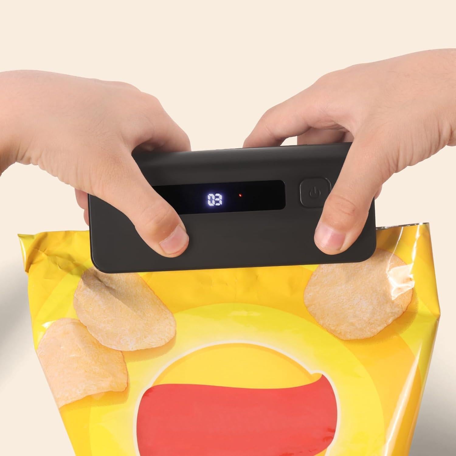 Mini Sello de Calor OMGOD para Bolsas de Alimentos Negro