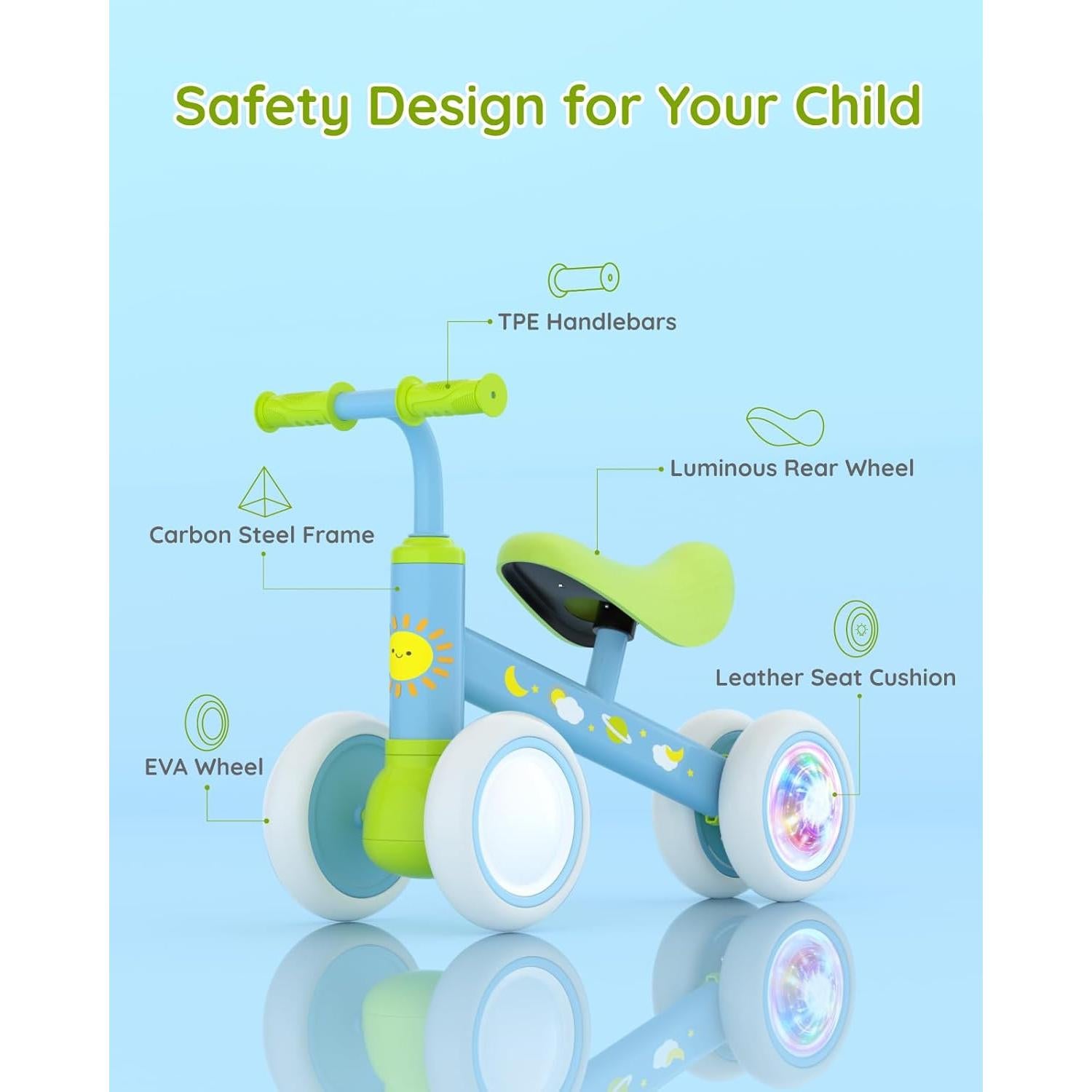 Bicicleta de Equilibrio Lilian&Gema Verde-Azul 1-2 Años