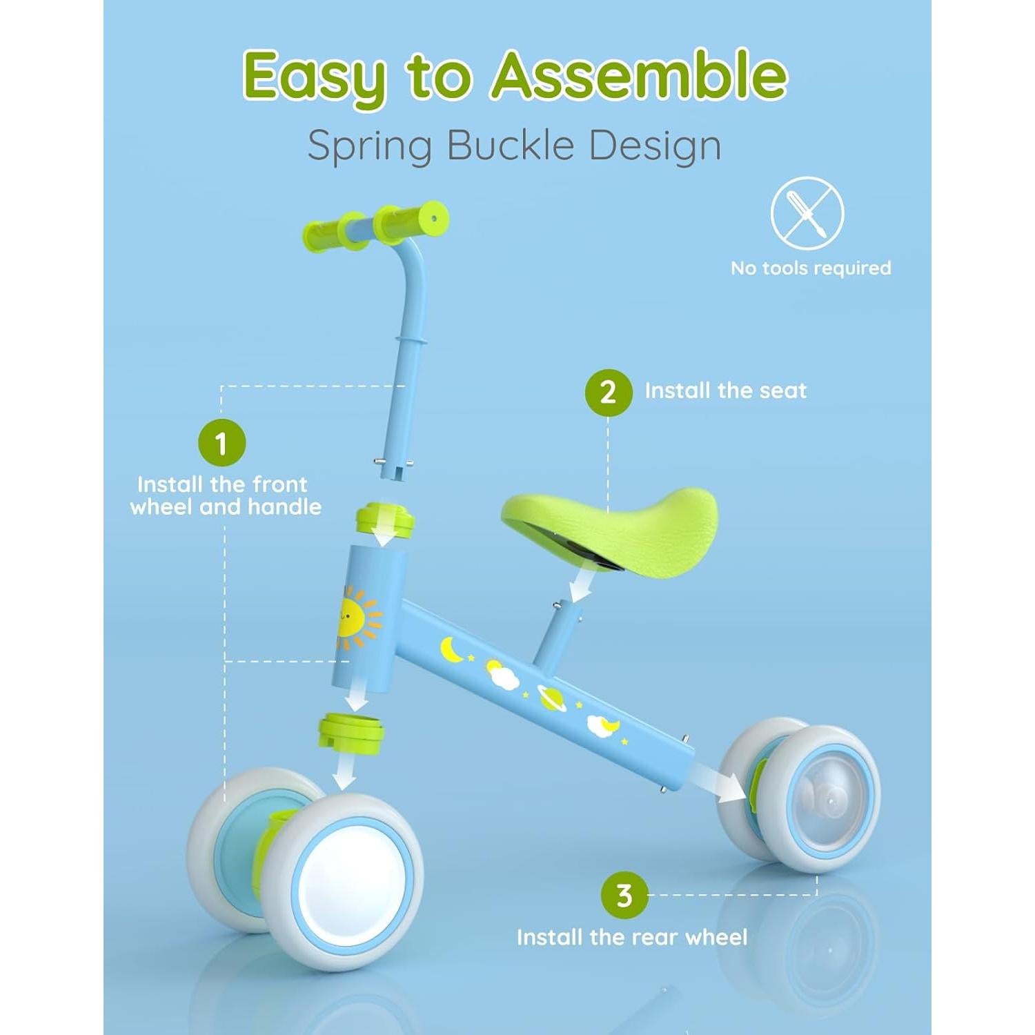 Bicicleta de Equilibrio Lilian&Gema Verde-Azul 1-2 Años