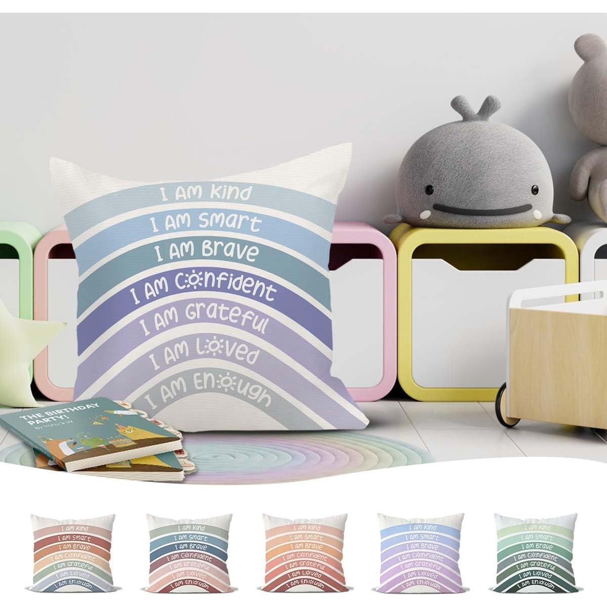 Funda de Cojín Decorativa QIYUHOY 45x45 cm Azul Arcoíris