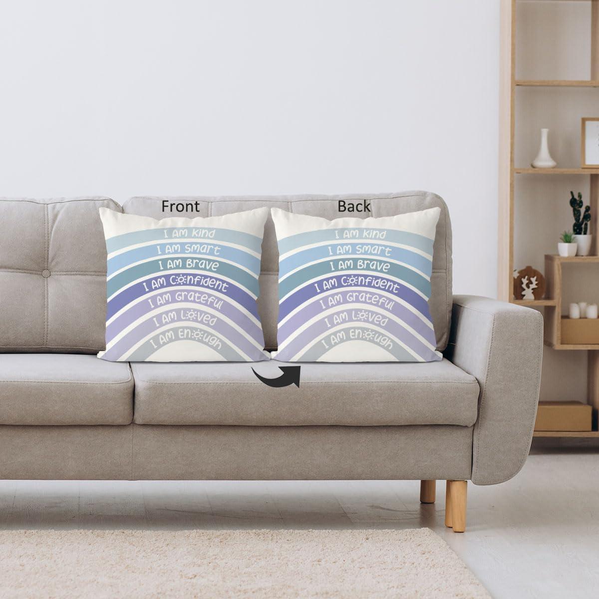 Funda de Cojín Decorativa QIYUHOY 45x45 cm Azul Arcoíris