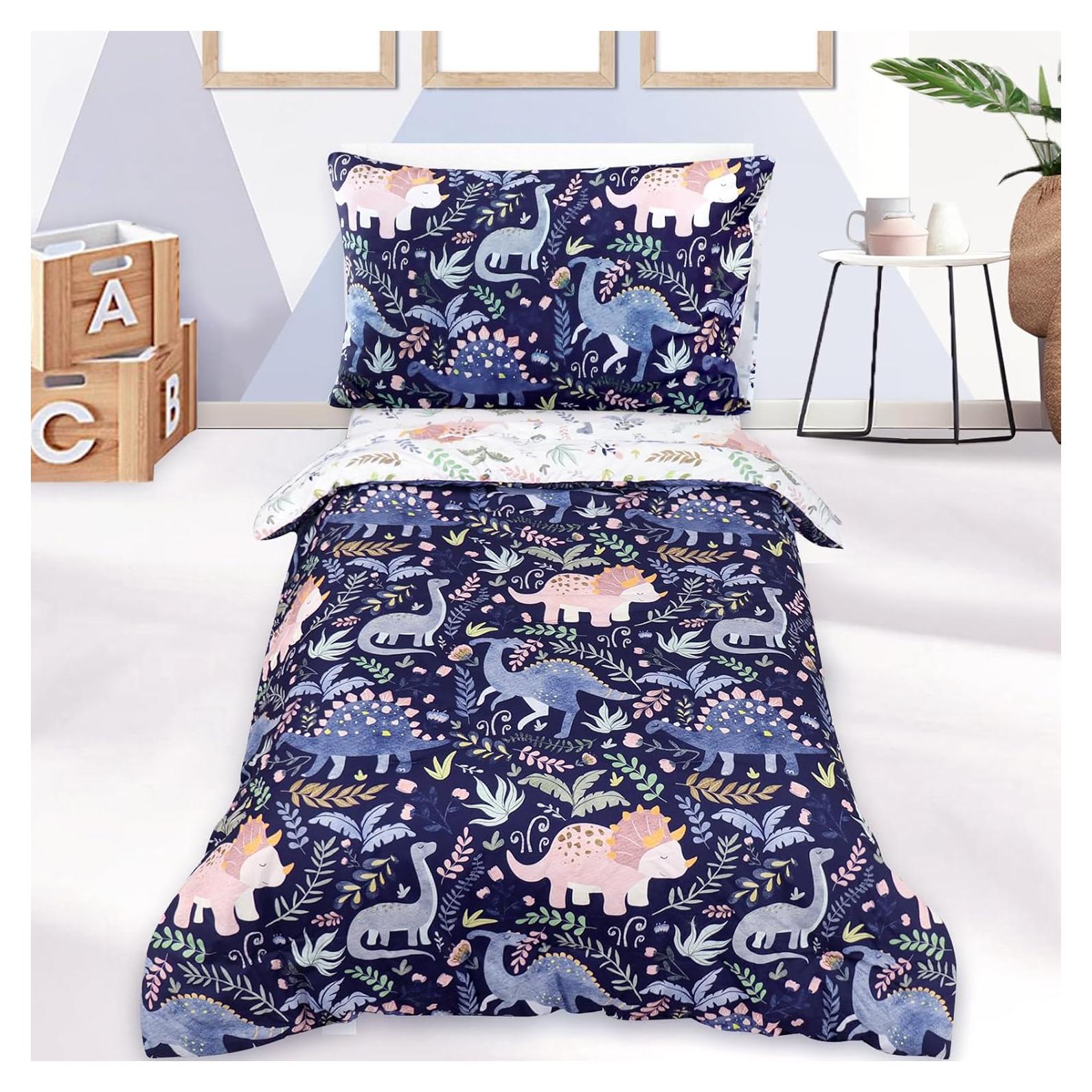 Juego de Ropa de Cama Pea Pod Dinosaurio 4 Piezas Microfibra