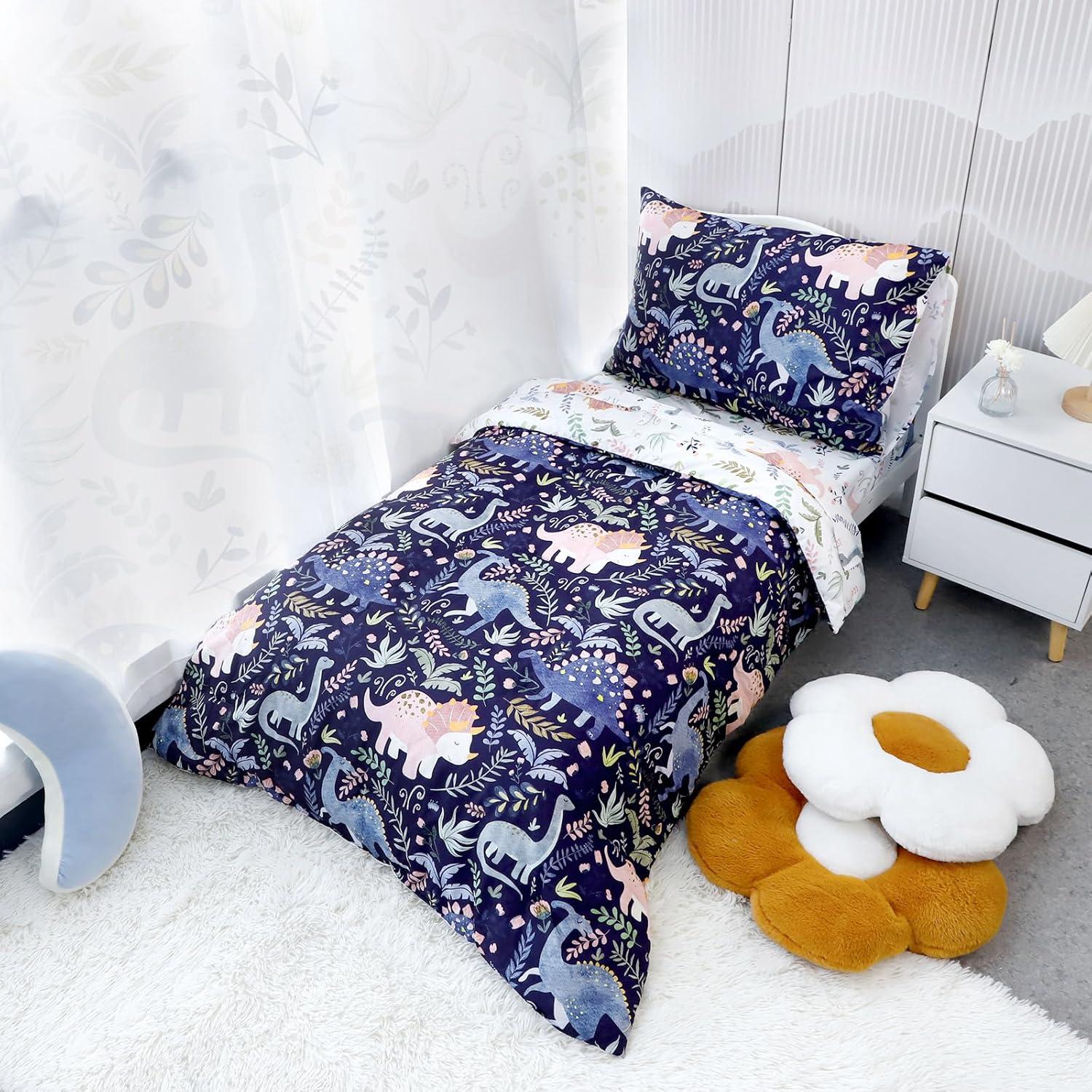 Juego de Ropa de Cama Pea Pod Dinosaurio 4 Piezas Microfibra