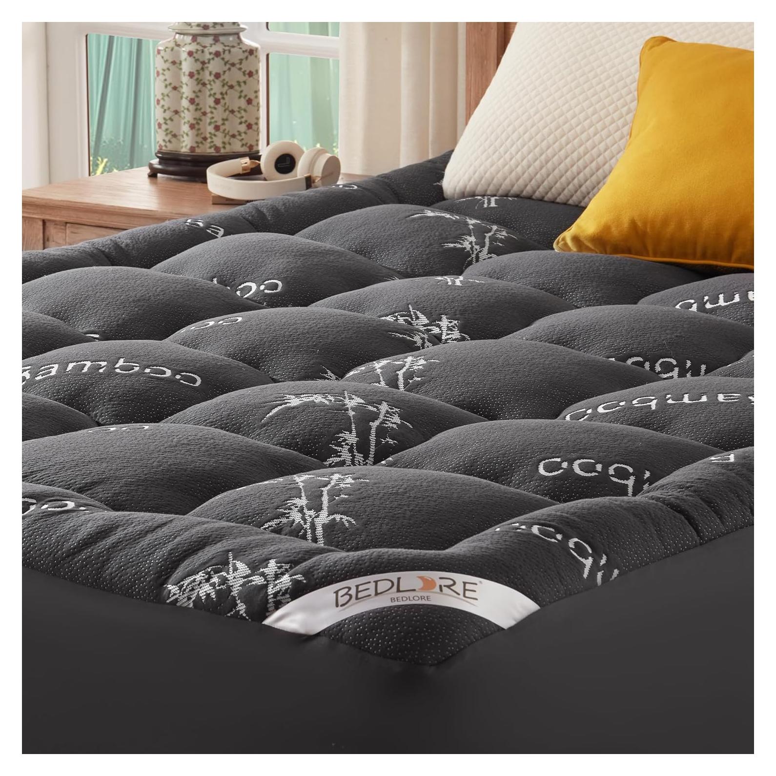 Cubrecolchón Twin BEDLORE Viscosa de Bambú 190x99 cm Gris