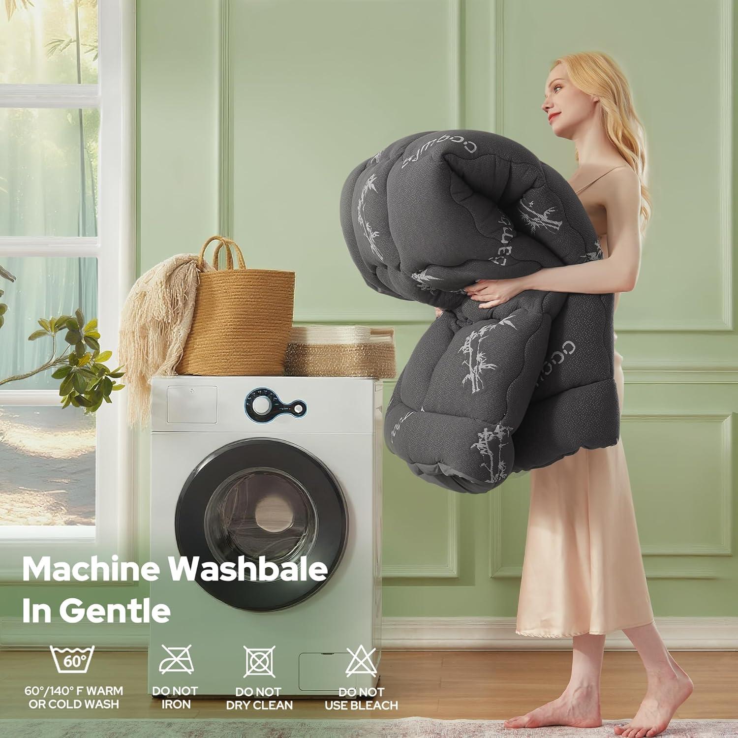 Cubrecolchón Twin BEDLORE Viscosa de Bambú 190x99 cm Gris