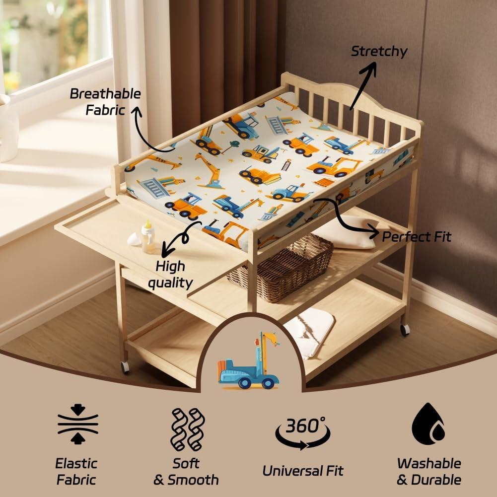 Juego de 4 Fundas de Cambiador FIGEPO para Bebé Niño - Camión de Construcción